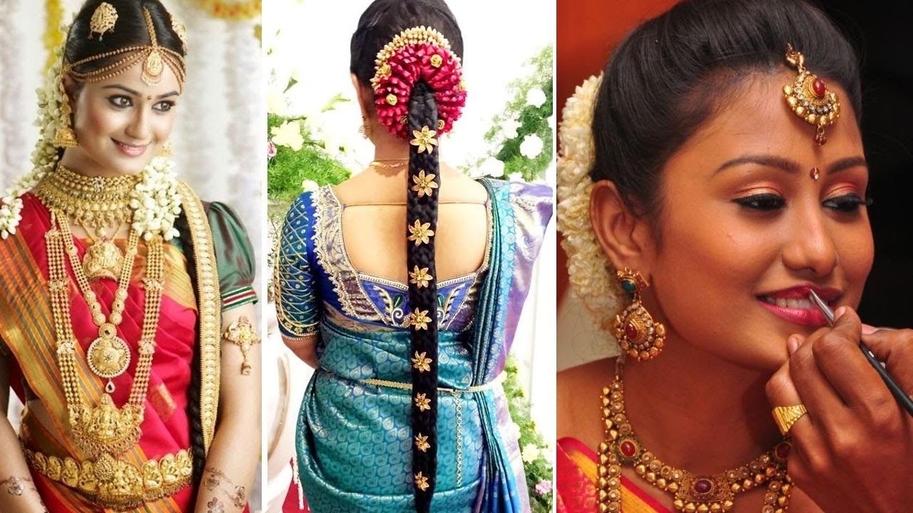 Popular South Indian Wedding Hairstyles For Long Hair With Regard To South Indian Wedding Hair Style South Indian Bridal Saree Draping (View 3 of 15)