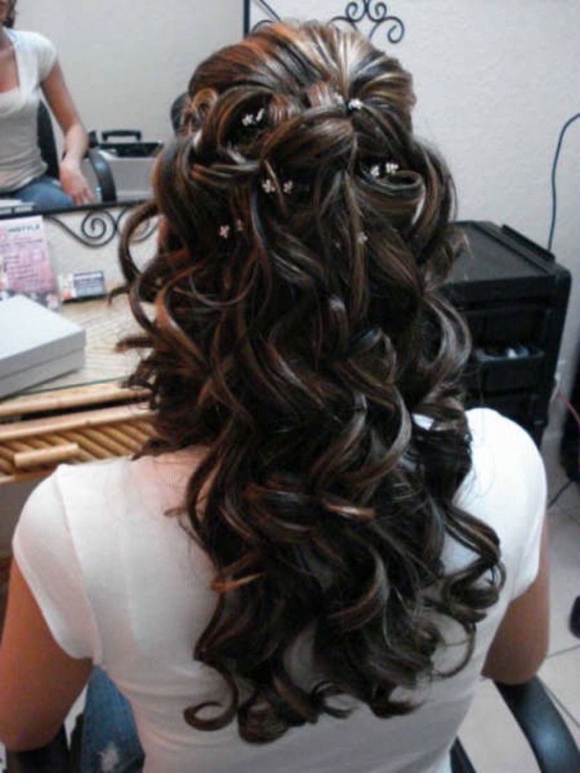 Popular Wedding Hairstyles For Long Thick Hair With Regard To Wedding Hairstyles Ideas: Half Up Curly Wedding Hairstyles For Long (View 1 of 15)