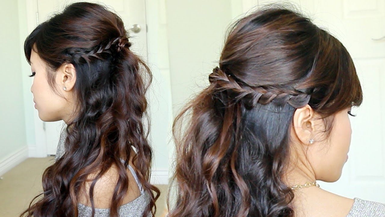 Preferred Half Up Half Down With Fringe Wedding Hairstyles With Regard To Shocking Prom Hairstyle Braided Halfupdo Feat Nume Reverse Curling (View 11 of 15)