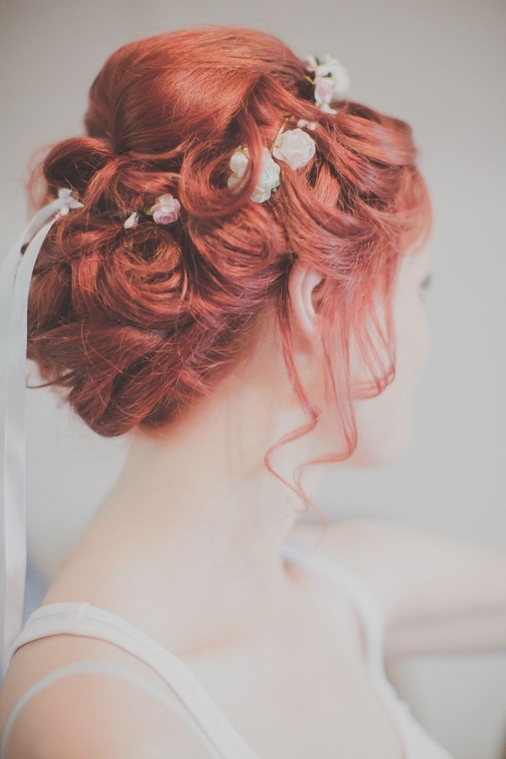 Wedding Hairstyles : Red Hair Bride Bridal Style Up Do Flowers Veil With Regard To Popular Quirky Wedding Hairstyles (View 15 of 15)