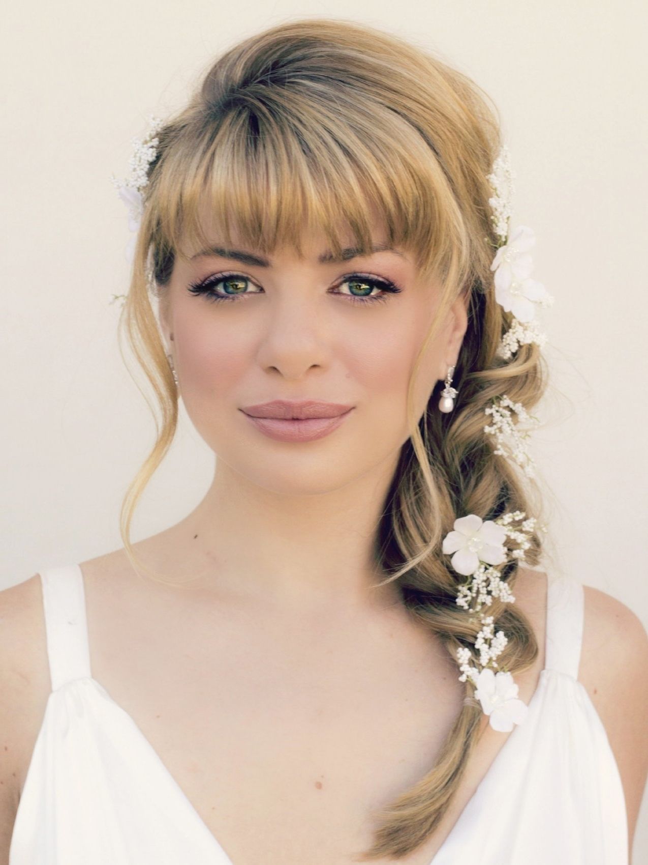 Well Known Wedding Guest Hairstyles For Medium Length Hair With Fringe Pertaining To Wedding Hairstyles For Medium Length Hair With Bangs Ideas Of (View 7 of 15)