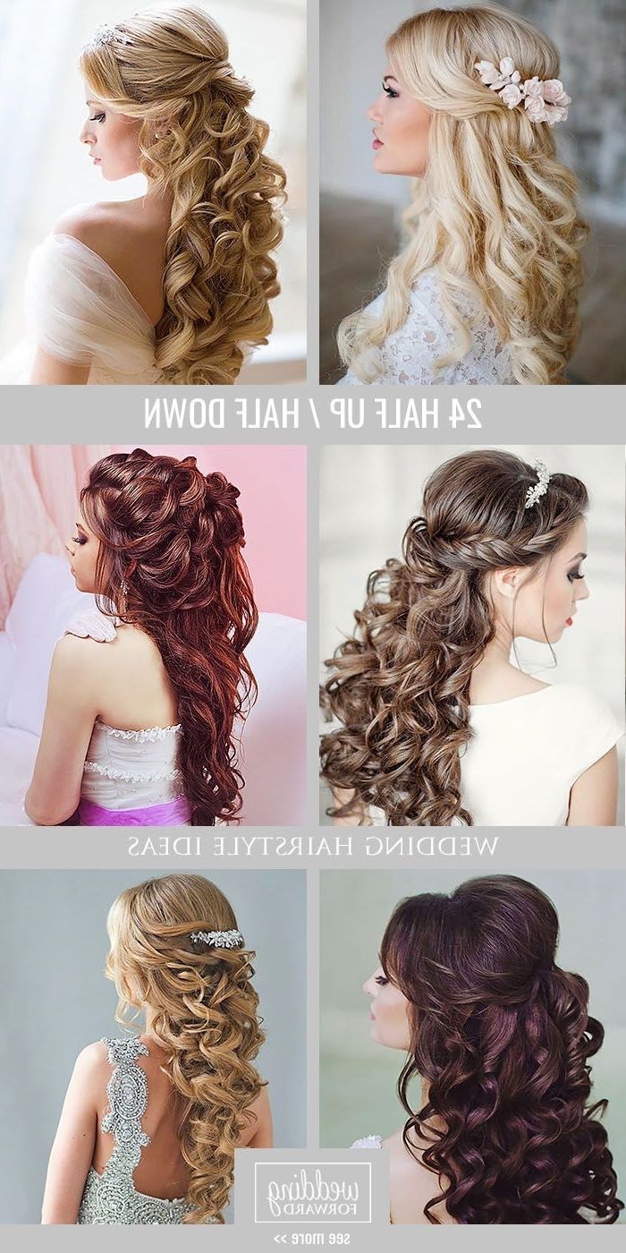 Widely Used Half Up Half Down Curly Wedding Hairstyles Regarding 42 Half Up Half Down Wedding Hairstyles Ideas (View 4 of 15)