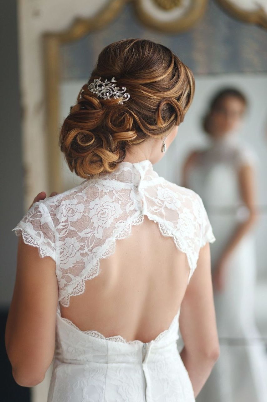 Widely Used Updos With Curls Wedding Hairstyles Regarding Side Swept Updo Wedding Hairstyles Hair Curly Bridal Curls With Veil (View 14 of 15)
