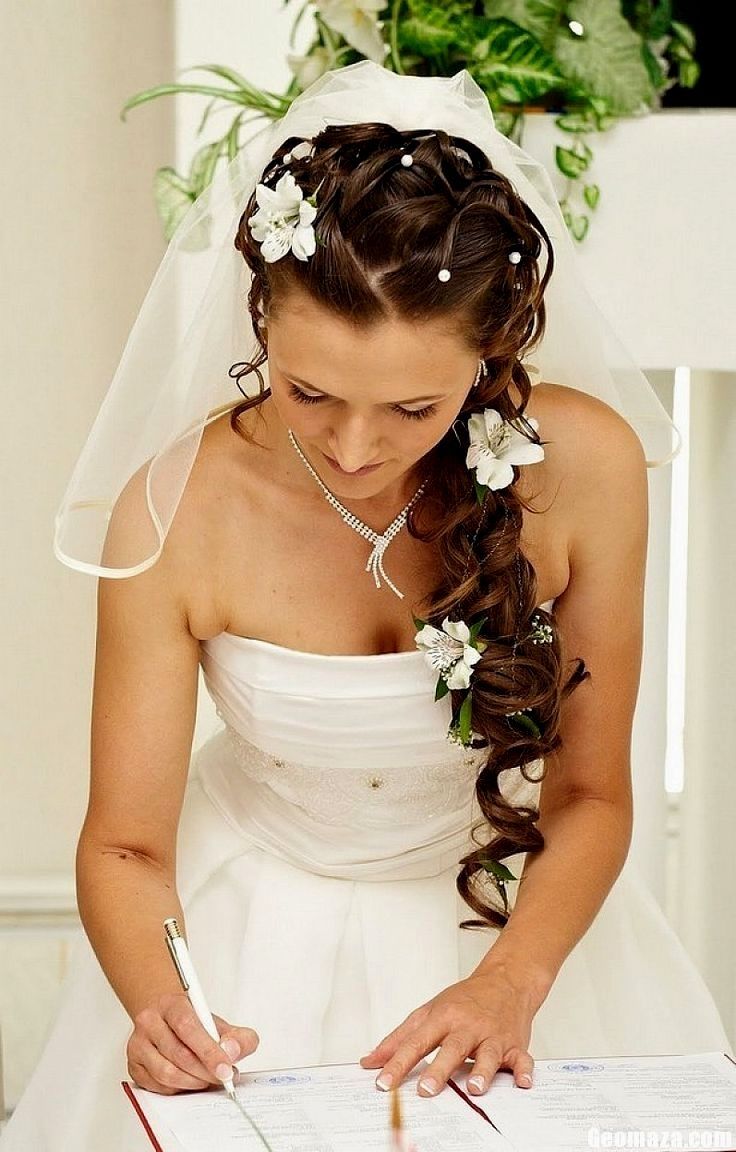 Widely Used Wedding Hairstyles For Long Hair Down With Flowers Pertaining To Wedding Hair Down With Flower – Auroravine (View 15 of 15)