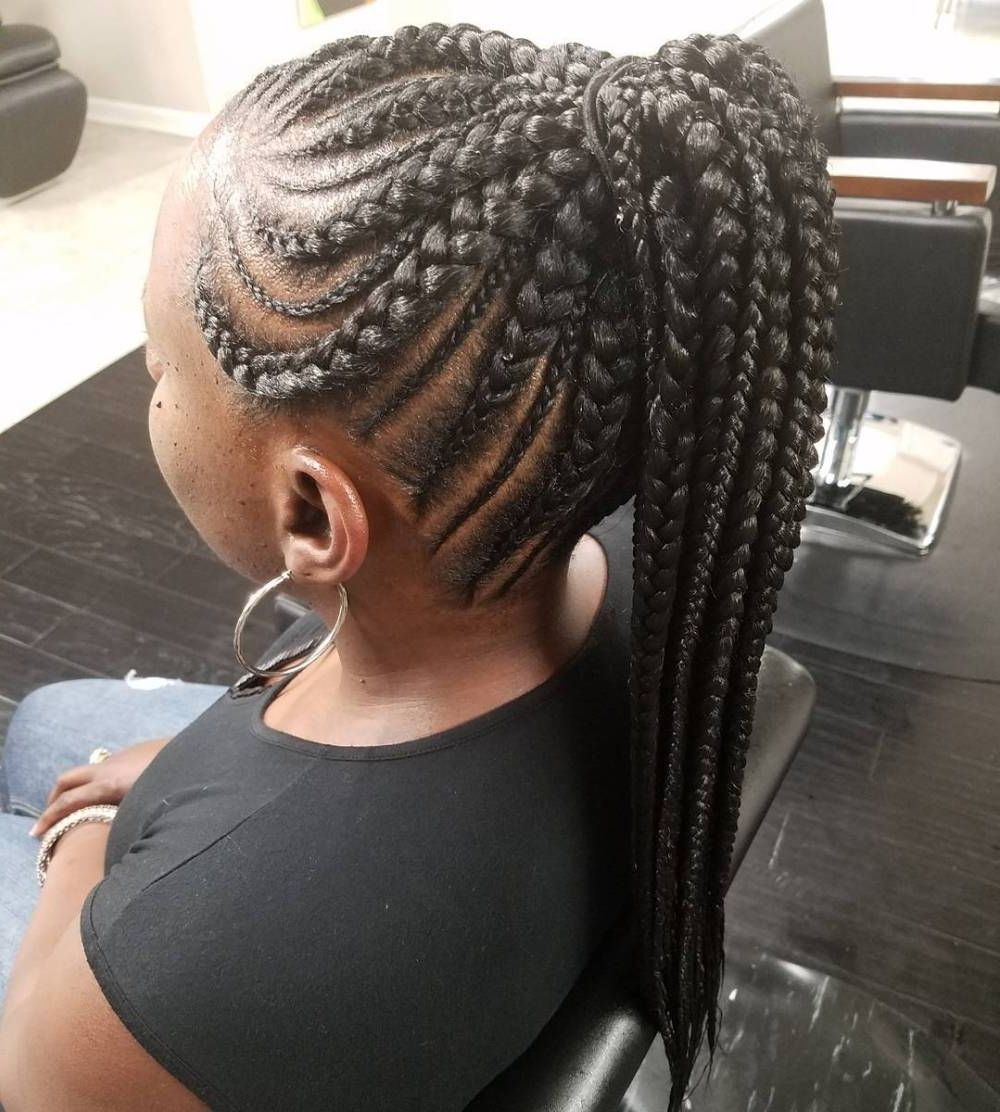 31 Ghana Braids Styles For Trendy Protective Looks Pertaining To Most Recently Released Braided Hairstyles Up In A Ponytail (View 11 of 15)