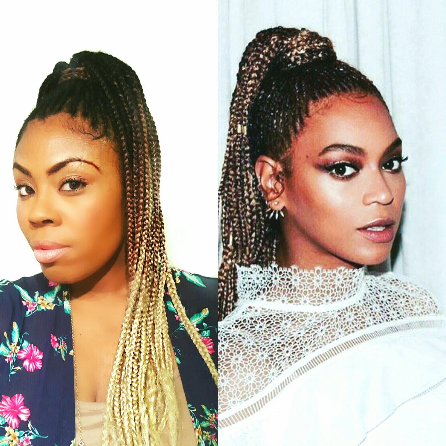 Beyonce Inspired Braided High Ponytail On Natural Hair – Youtube Within 2017 Beyonce Braided Hairstyles (View 8 of 15)