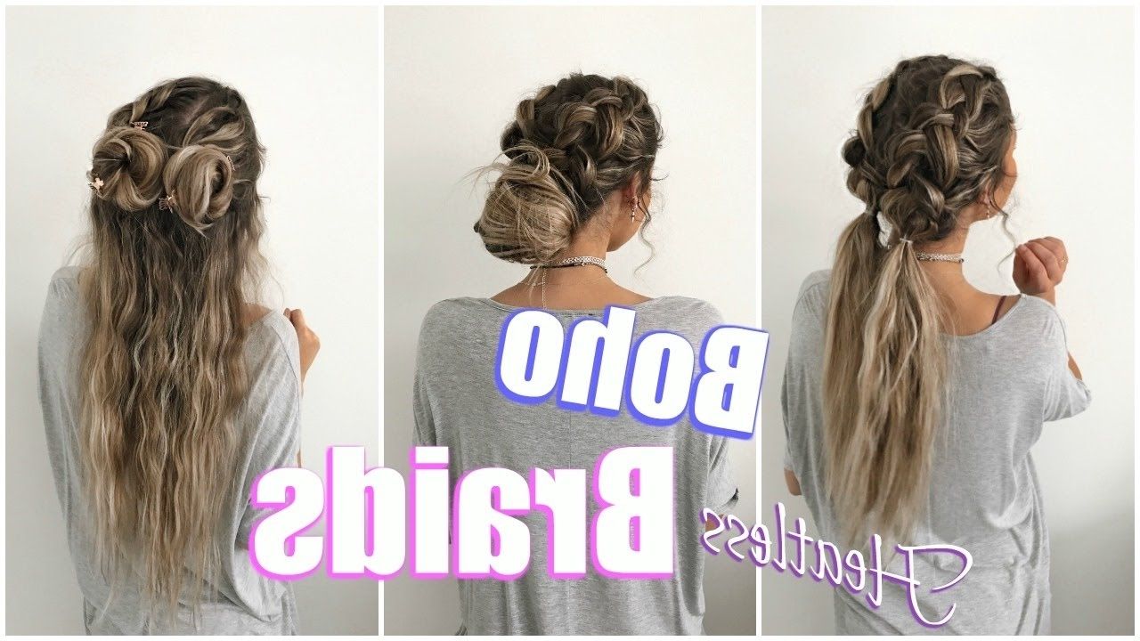 Boho Braids // Quick & Easy Heatless Hairstyles! – Youtube Inside Most Current Boho Braided Hairstyles (View 1 of 15)