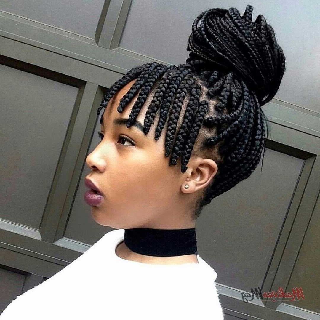 Current Braided Hairstyles With Bangs With Fringe Braid #boxbraids (View 2 of 15)