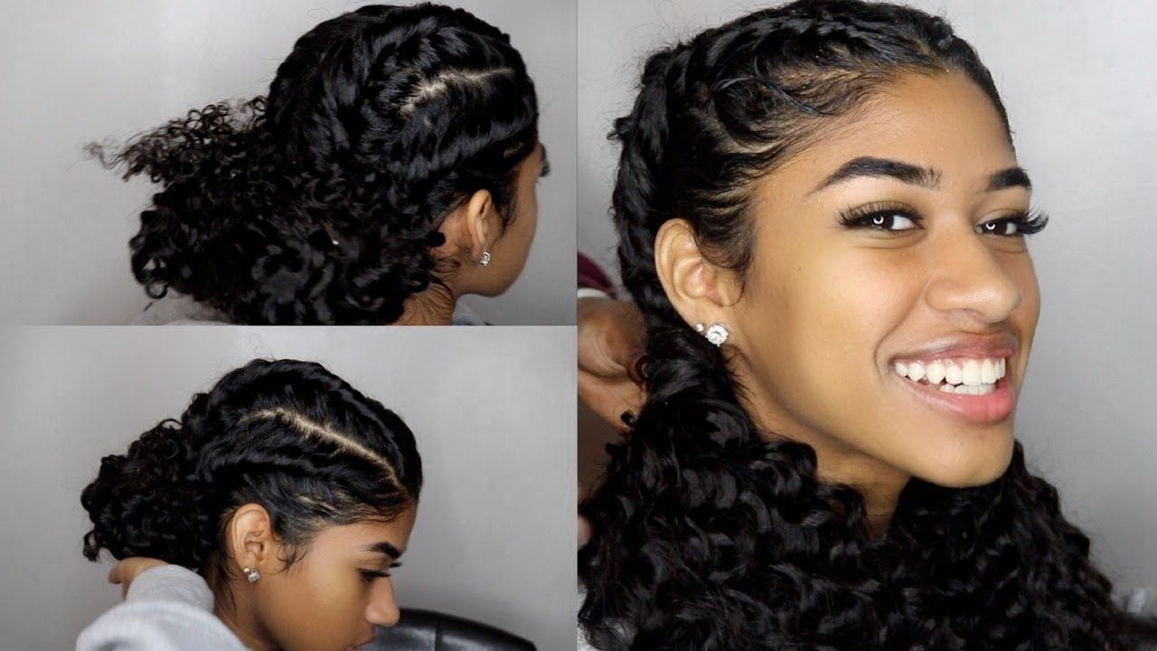 Easy Braided Hairstyles For Curly Hair – Youtube For Fashionable Braided Hairstyles On Curly Hair (View 14 of 15)