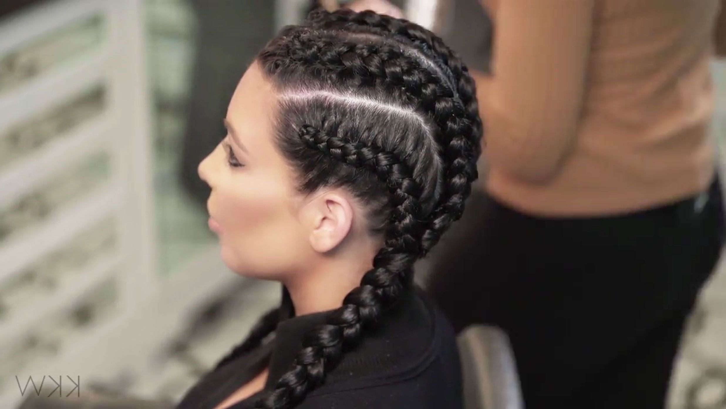 Most Recent Kim Kardashian Braided Hairstyles With Regard To Kim Kardashian Spills The Secret To Her Post Baby Braided Hairstyle (View 3 of 15)