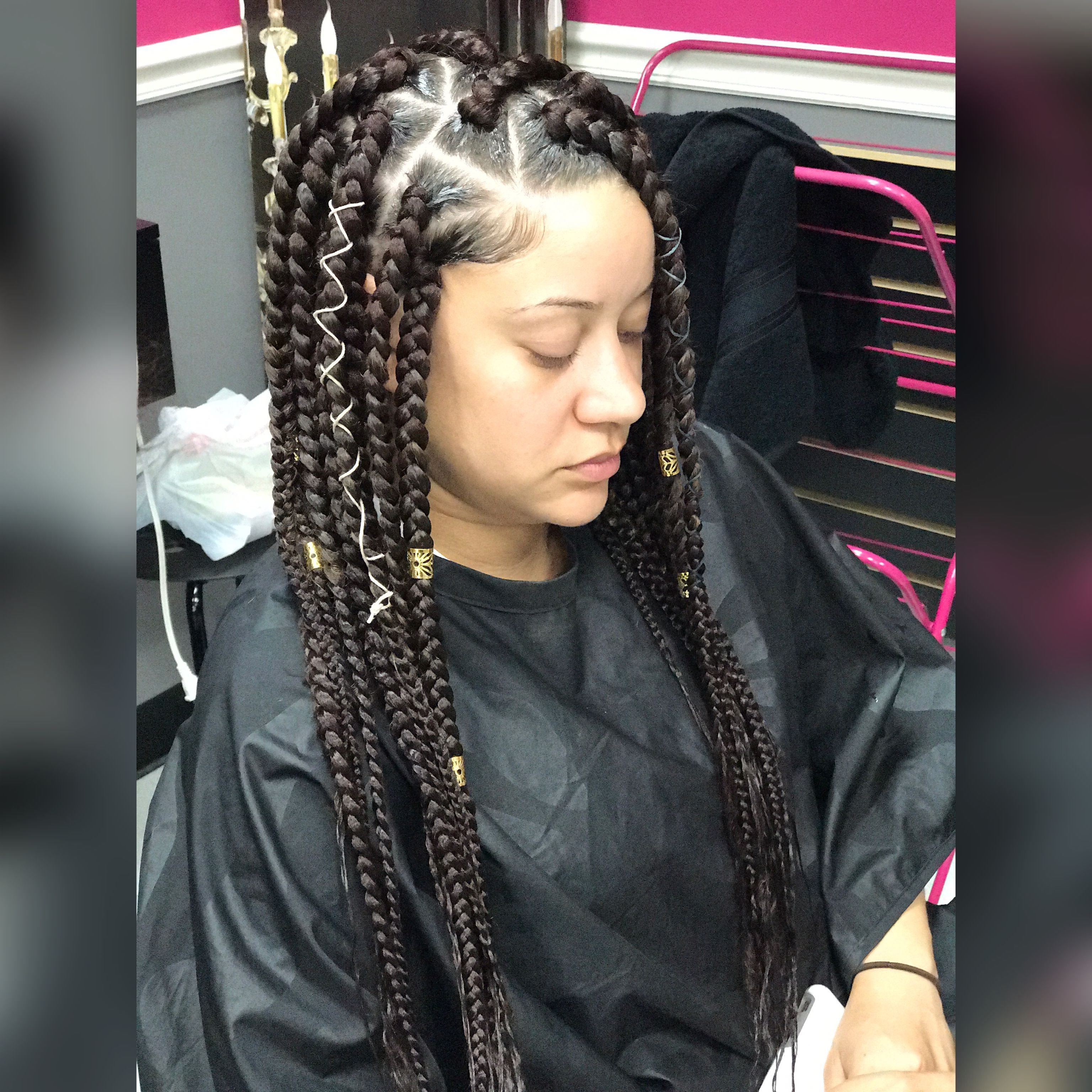 Most Recently Released Box Braids Hairstyles Within Jumbo Box Braids Triangle Part Box Braids (View 5 of 15)