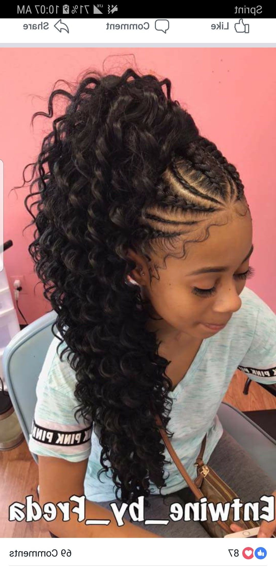 So Pretty And Love It My Mom Sead Shw Will Put My Hair Like That And Intended For Popular Braided Hairstyles Into A Ponytail With Weave (View 1 of 15)