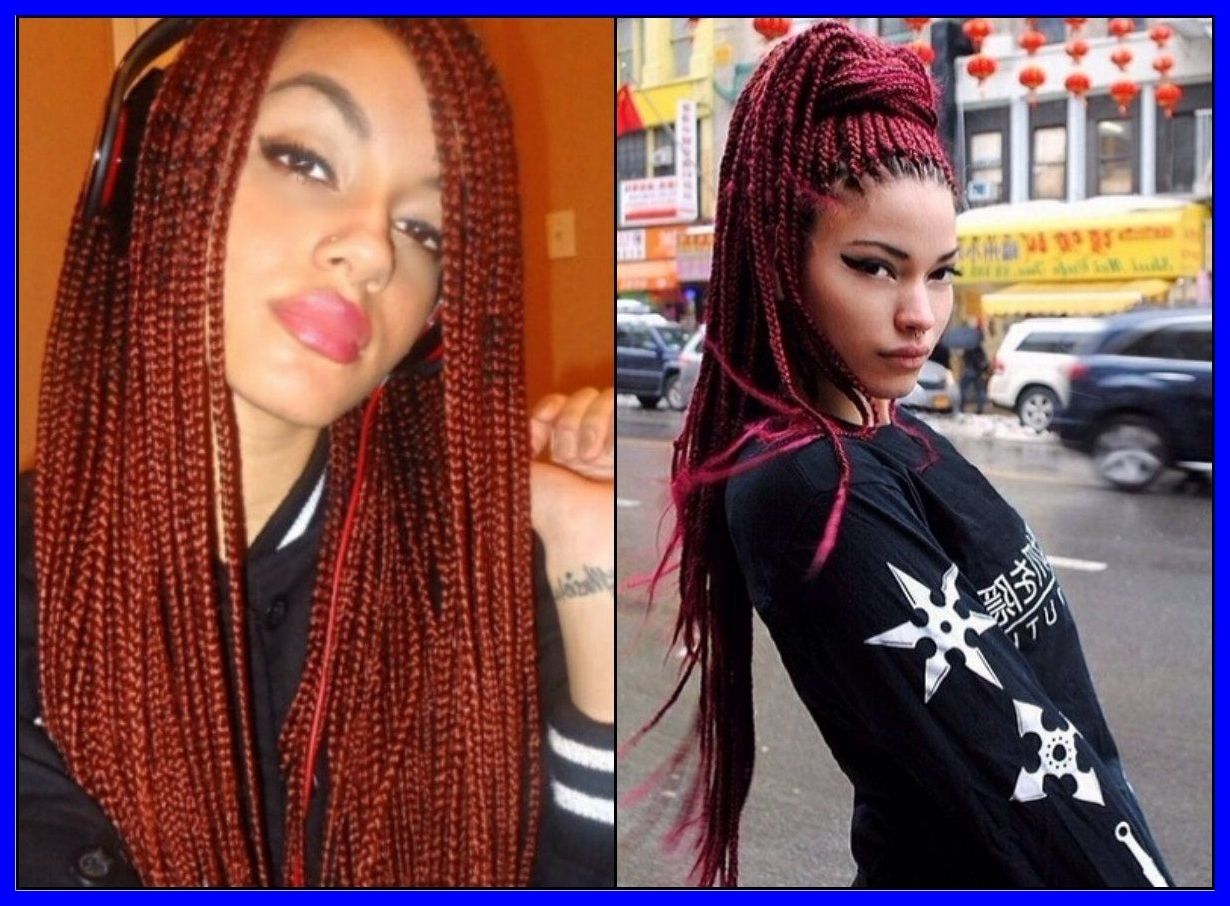 Stunning Black Women Red Box Braids Extensions Hair Layed To Image Throughout Trendy Red Braided Hairstyles (View 6 of 15)