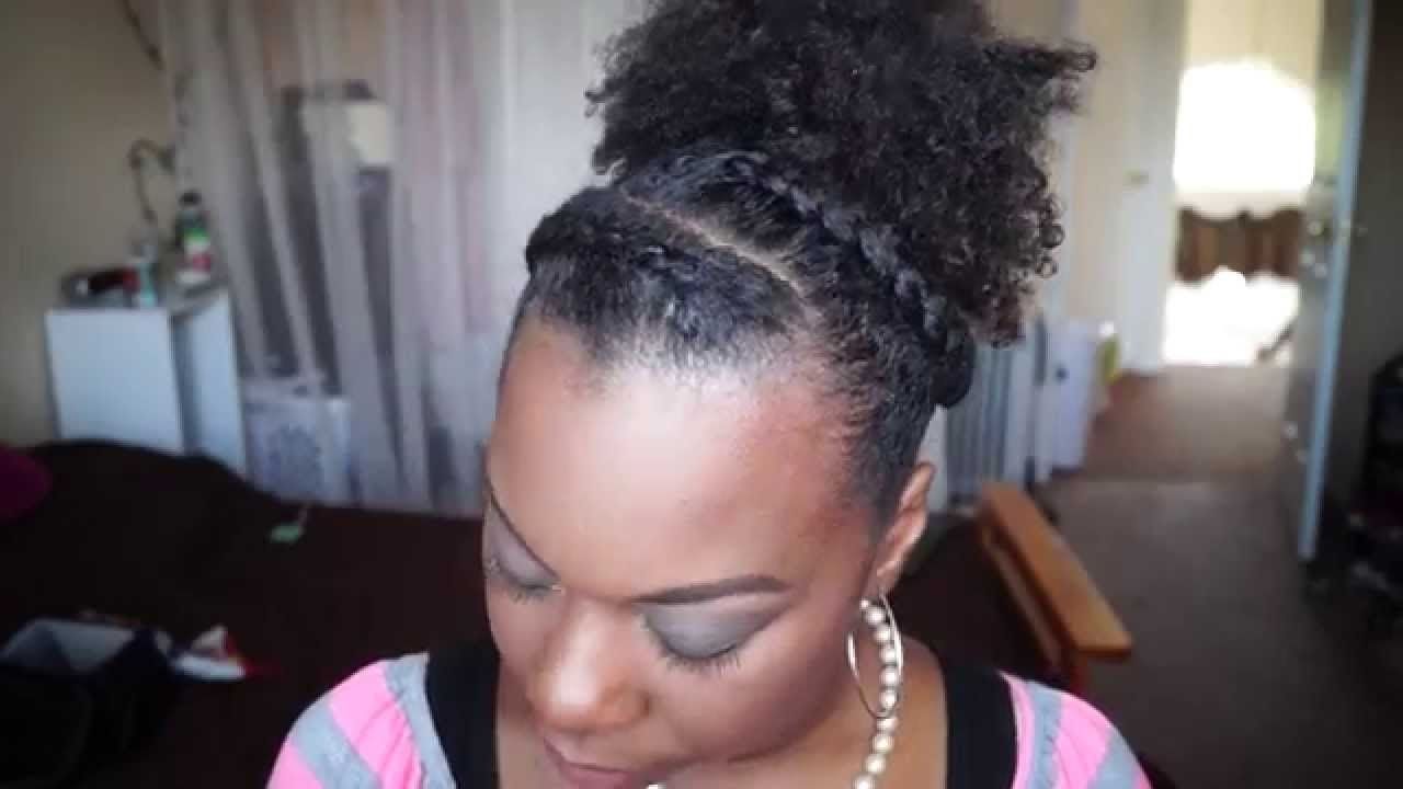 Style Me Simple Natural Hair⎜two Braids & A Puff – Youtube With Regard To Widely Used Braided Hairstyles On Short Natural Hair (View 5 of 15)