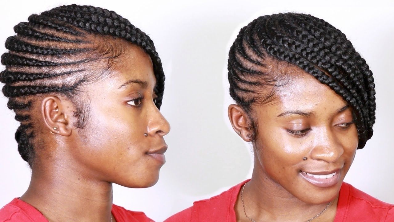 2018 Natural Cornrow Hairstyles Within How To – Neat Professional Cornrow Style On Natural Hair – Youtube (View 3 of 15)