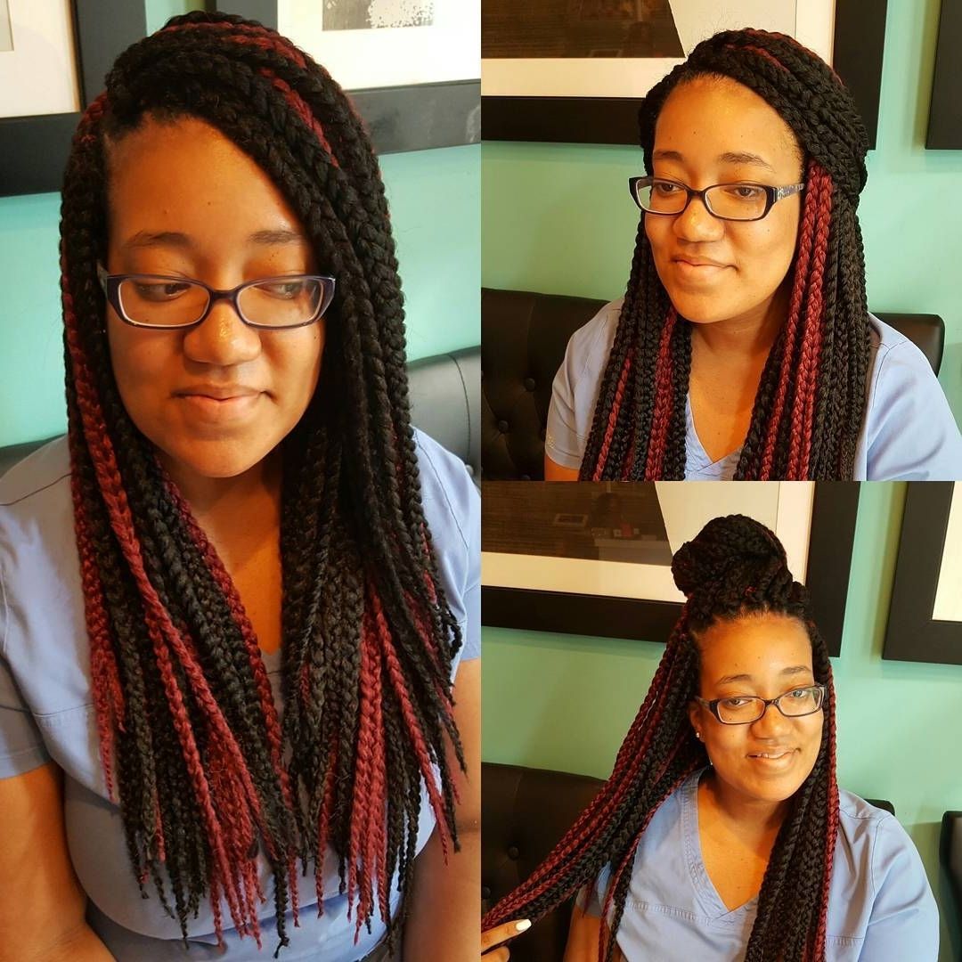 50 Chic Crochet Weave Hairstyles — Designs Worth Trying For Most Popular Thin Black Box Braids With Burgundy Highlights (View 12 of 15)