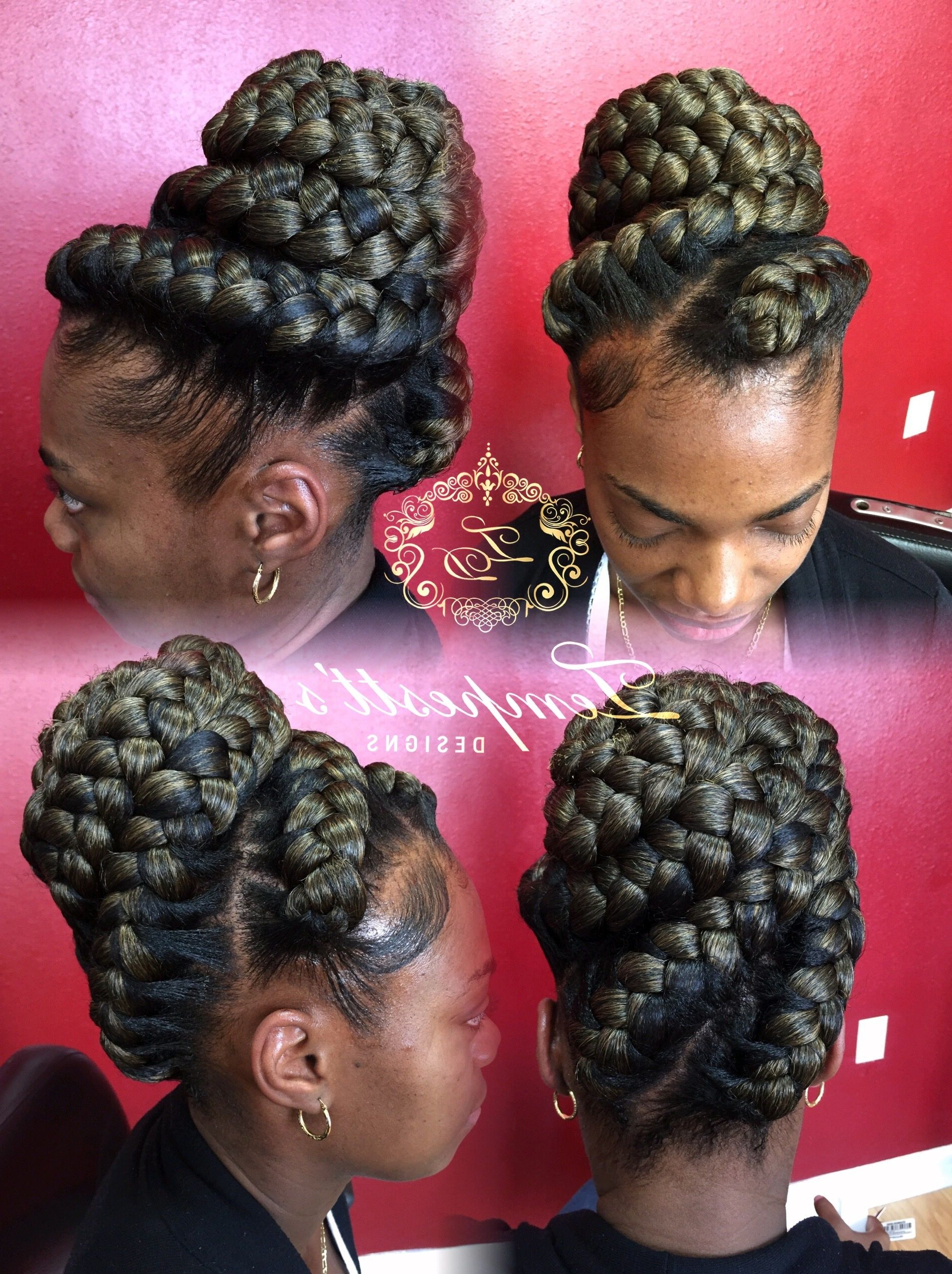 Awesome Collection Of Goddess Braids Updo Hairstyles Beautiful With Well Liked Ghana Braids Bun Hairstyles (View 15 of 15)