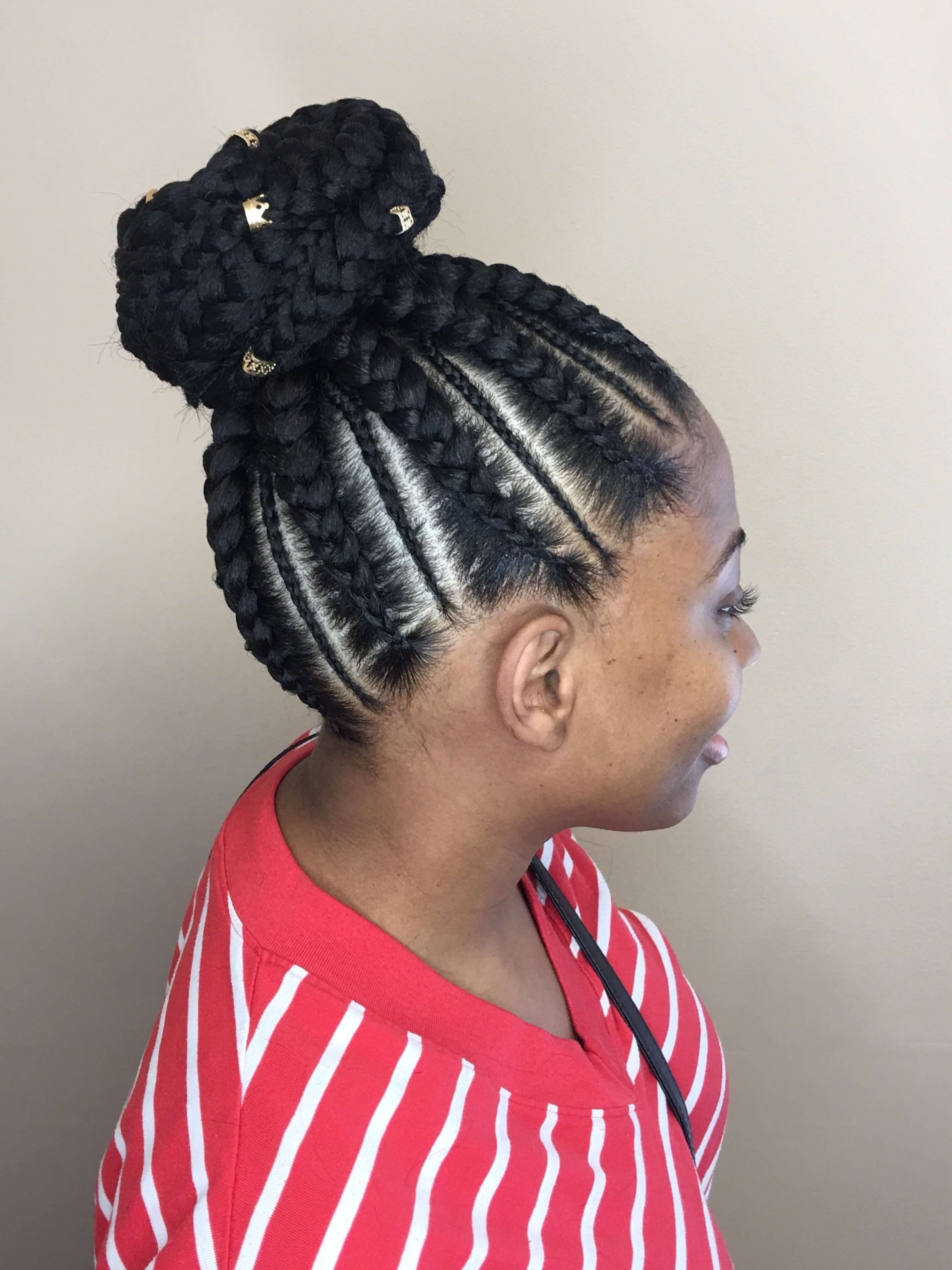 Best And Newest Cornrows Hairstyles In A Bun Within 50 Natural Goddess Braids To Bless Ethnic Hair In  (View 13 of 15)
