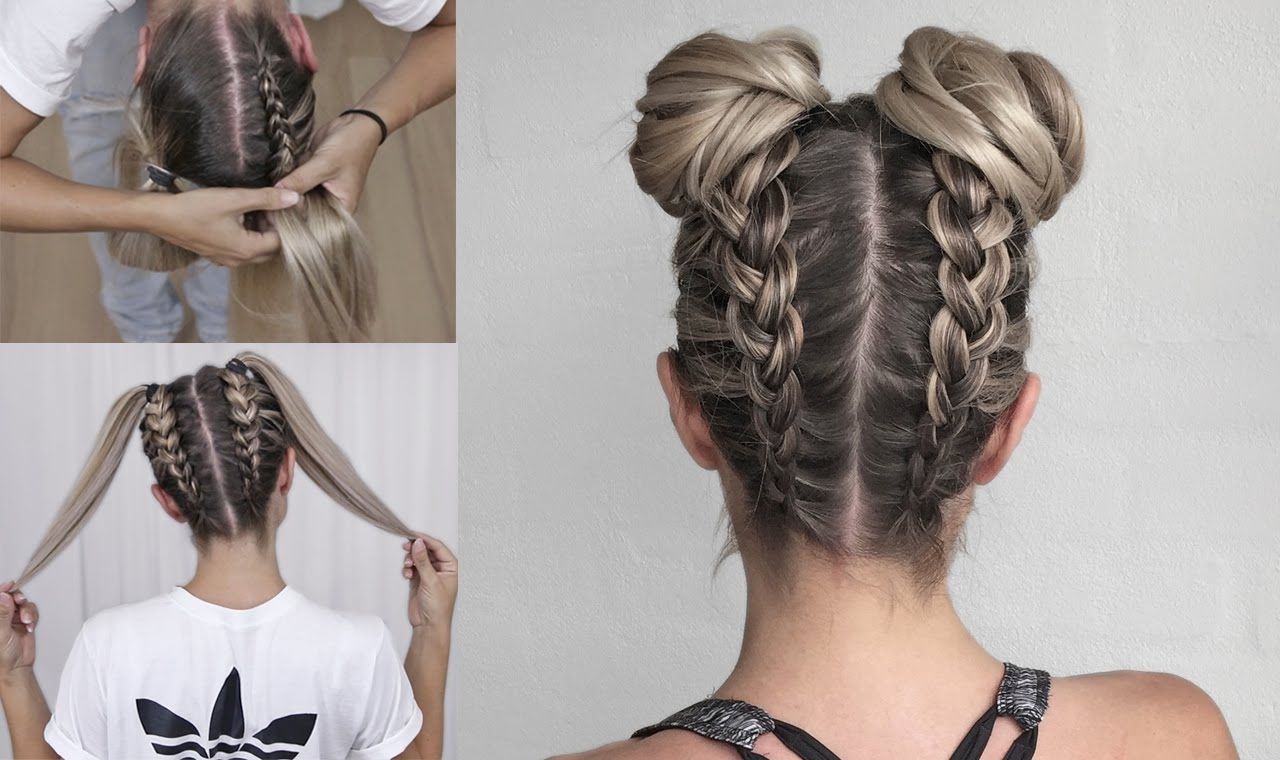 Current Upside Down Braids Into Messy Bun Intended For Space Buns – Double Bun – Upside Down Dutch Braid Into Messy Buns (View 1 of 15)