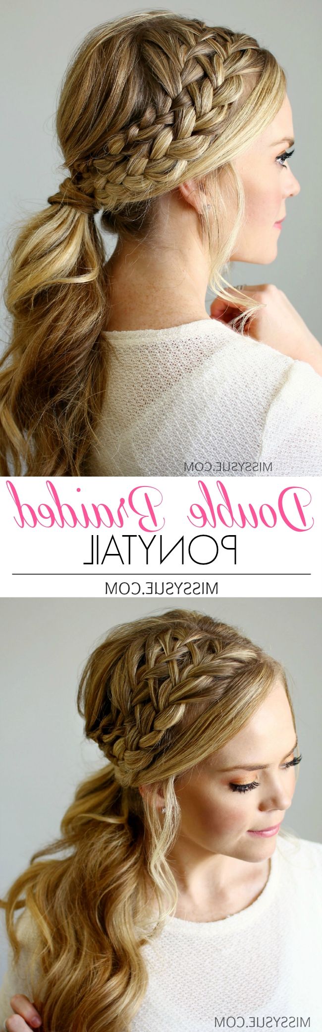 Double Braided Ponytail Intended For Famous Updo With Forward Braided Bun (View 8 of 15)
