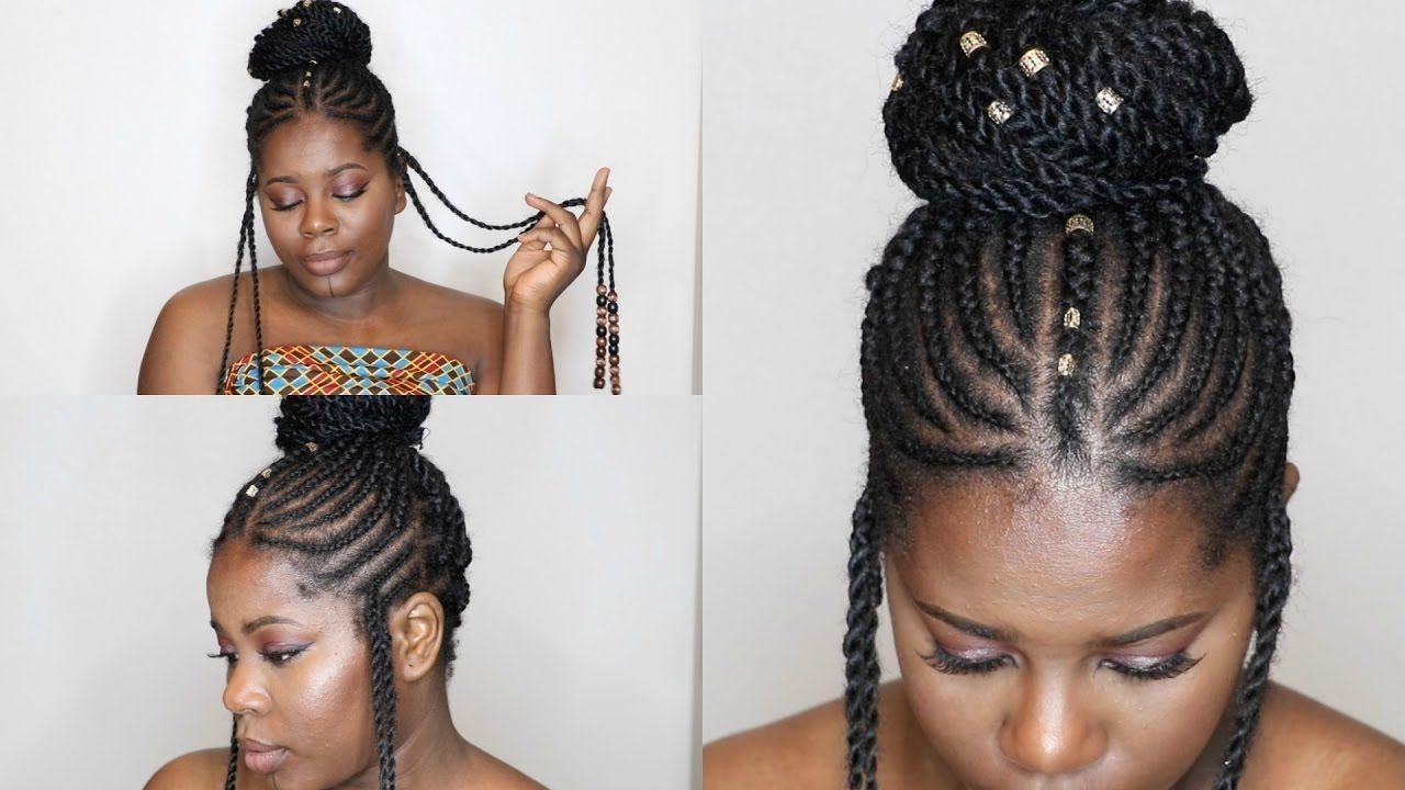 Easy Braids And Beads – Using Marley Hair Twist – Alicia Keys For Most Current Cornrows With Artistic Beaded Twisted Bun (View 2 of 15)