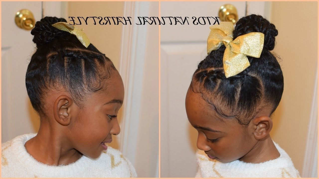 Famous Plaits Hairstyles Youtube Within Kids Natural Hairstyles: Rubberband Plaits And Bun – Youtube (View 14 of 15)