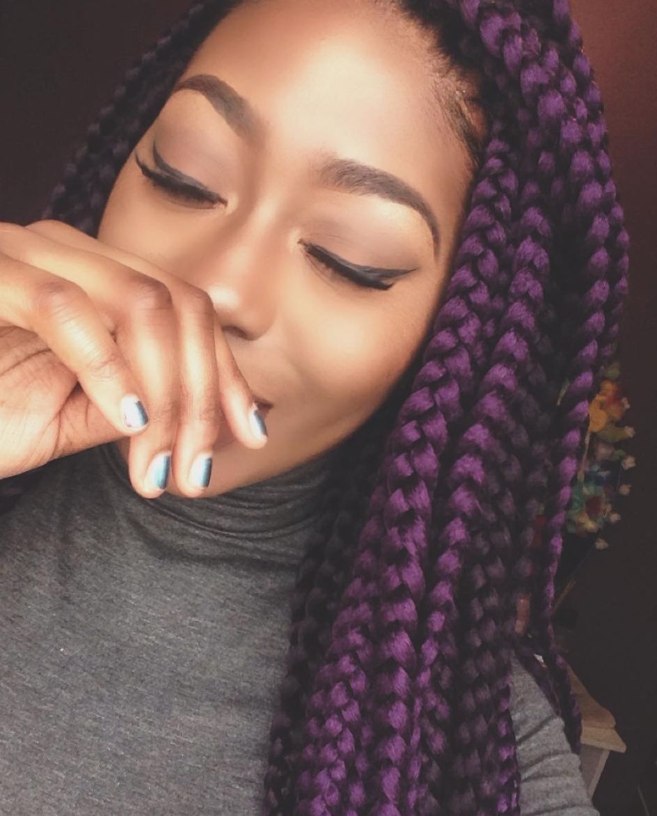Fashionable Purple Highlights In Black Braids Regarding Pretty Purple @pyt Naomilabelle – Http://community (View 4 of 15)