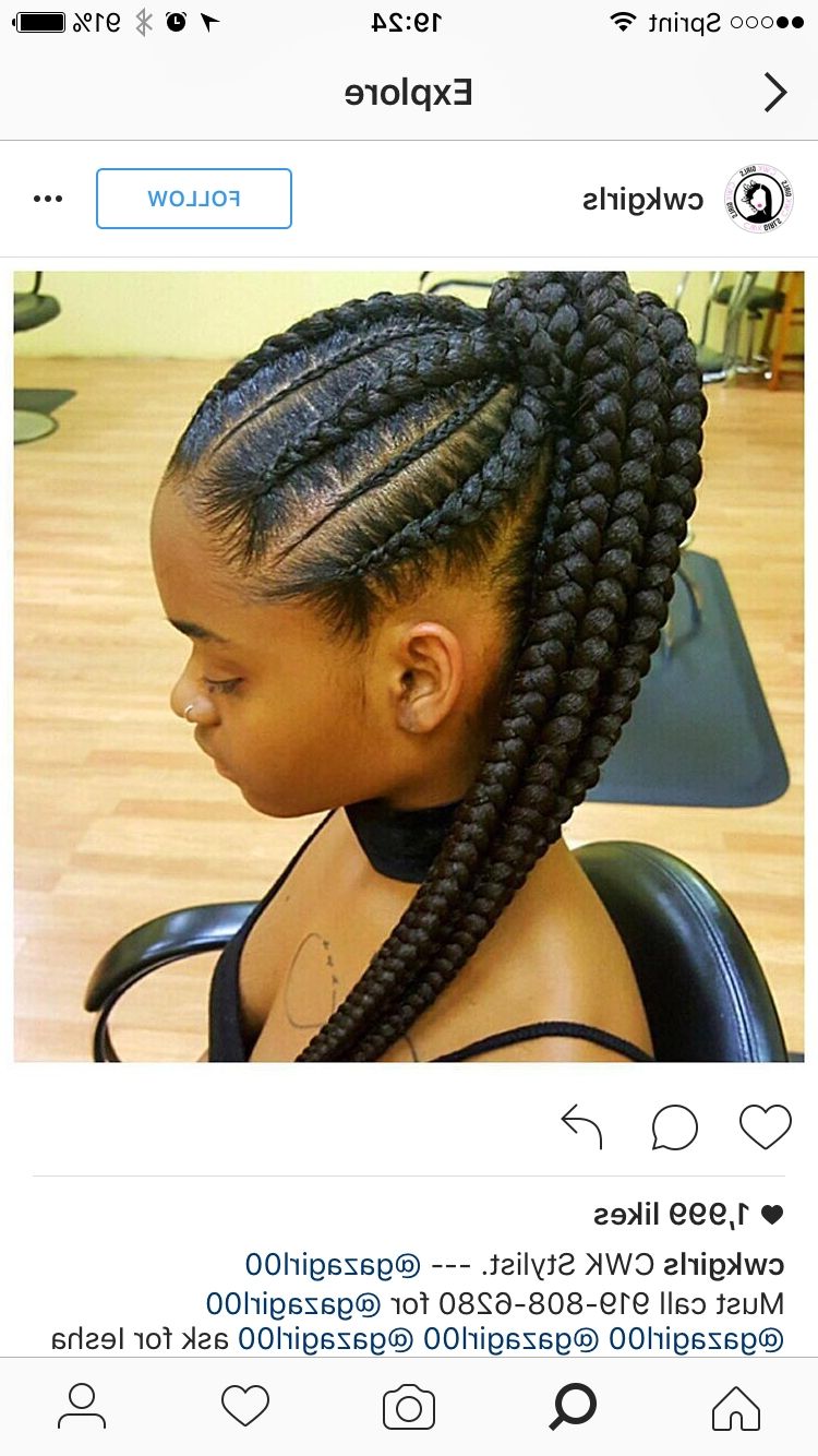 Feed In Braids; Corn Rows; Ponytail; Black Hair; Protective Style Inside Well Liked Updo With Thin Wavy Feed Ins (View 11 of 15)
