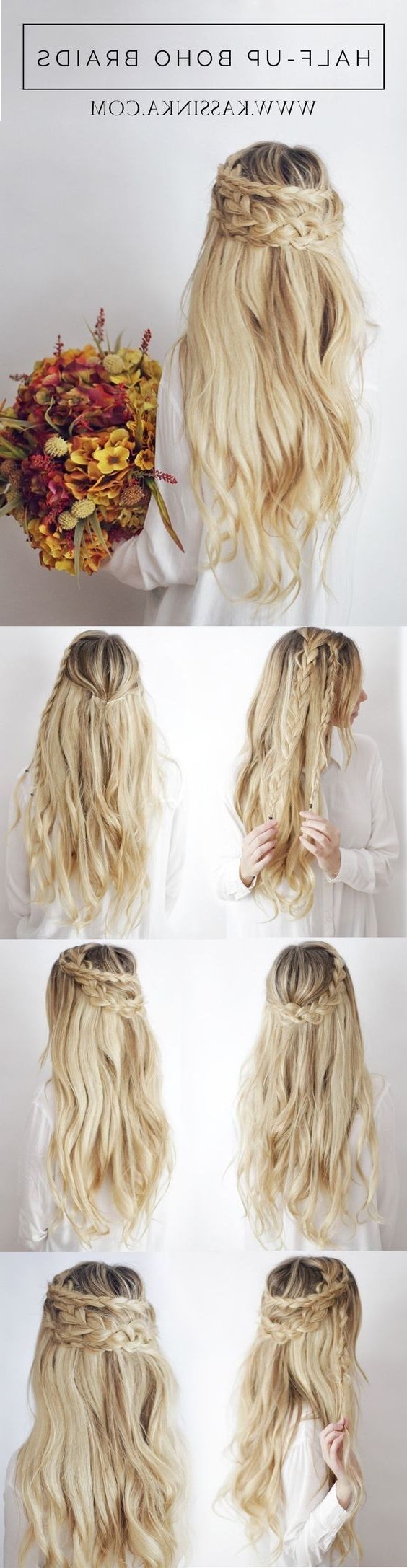 Hairstyle Ideas, Cute For Best And Newest Half Updo With Long Freely Hanging Braids (View 11 of 15)