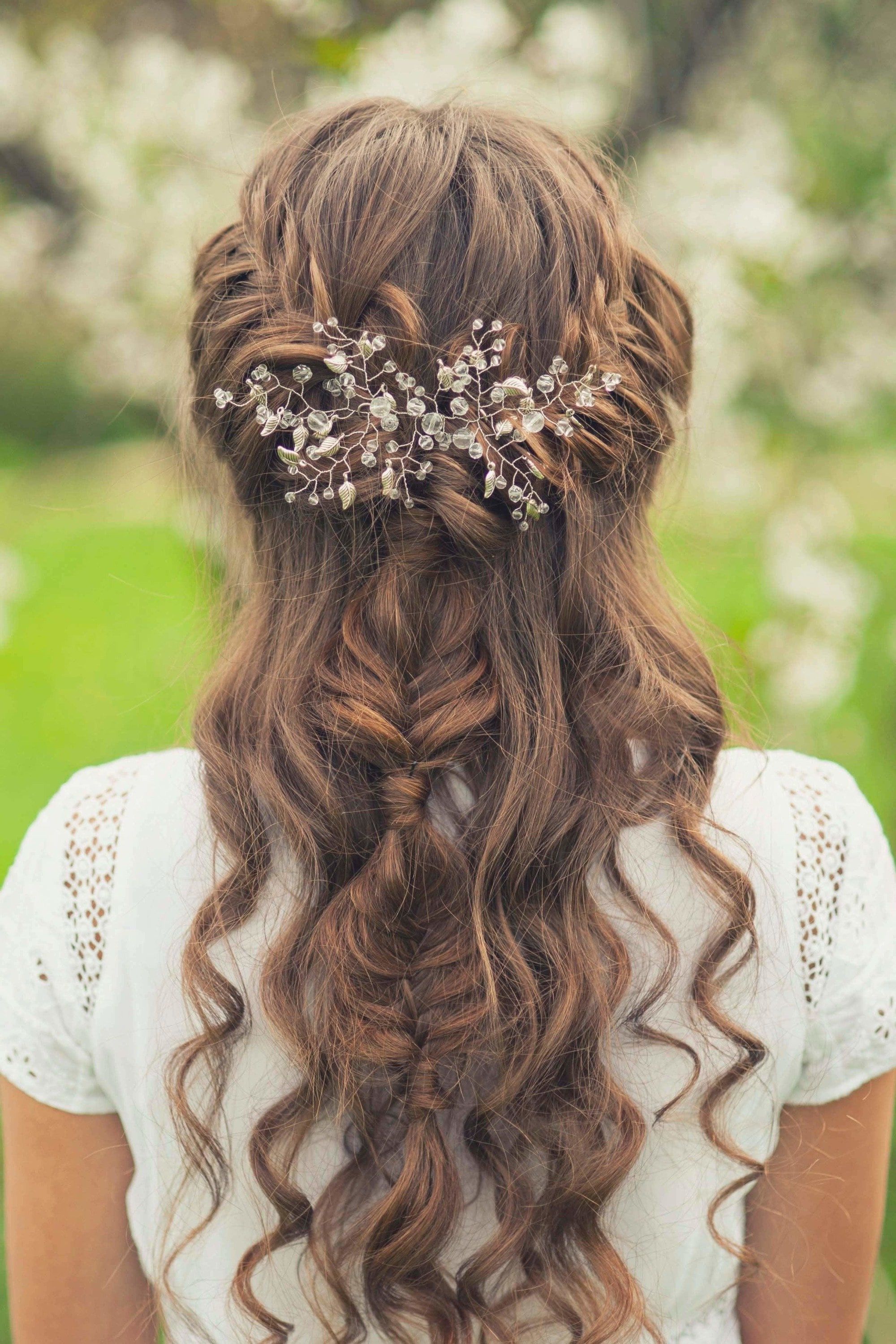 Half Up Half Down Wedding Hairstyles: 42 Charming Looks For Every Bride Regarding Most Recently Released Half Updo Braids Hairstyles With Accessory (View 13 of 15)