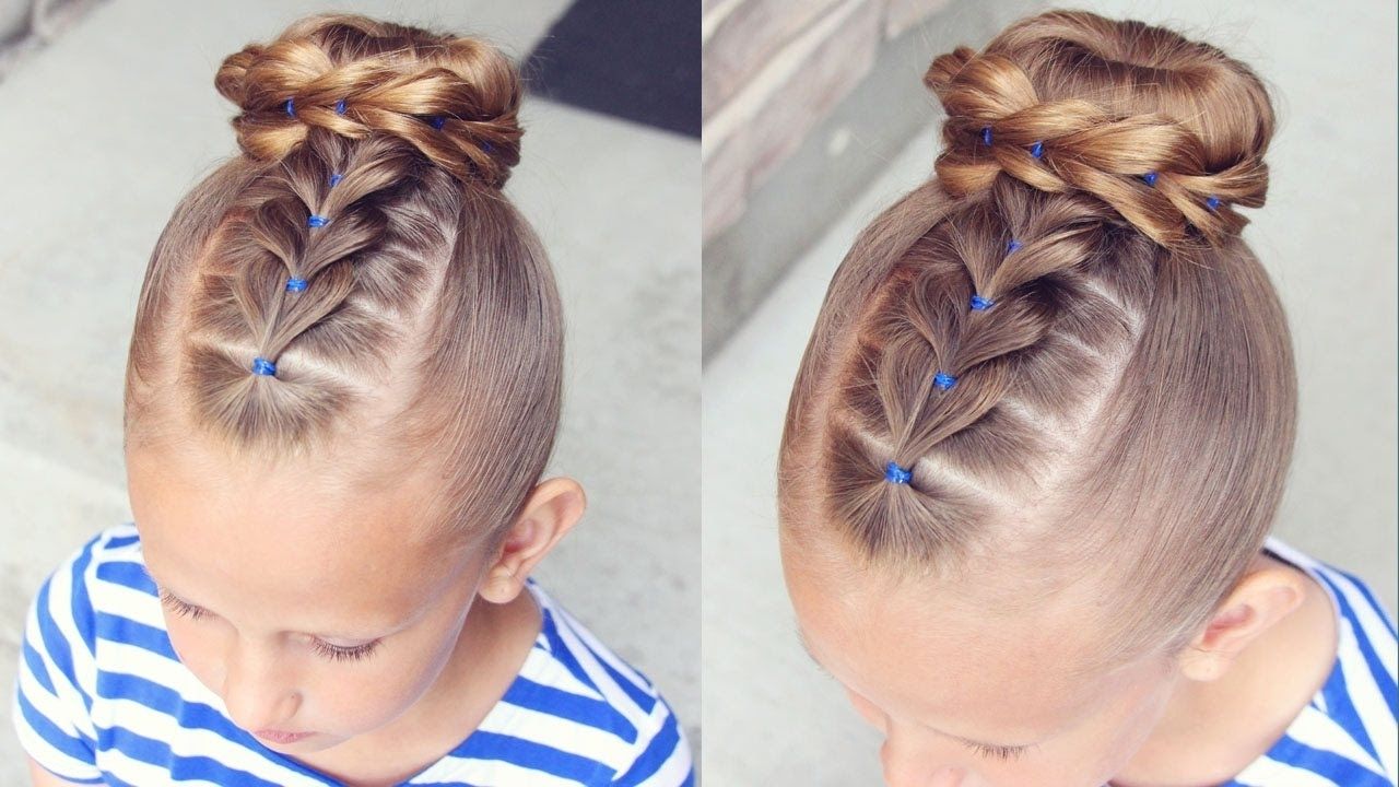 Little Girl Hairstyles – Youtube Intended For Best And Newest Top Knot Bun With Cascade Of Thin Braids (View 6 of 15)