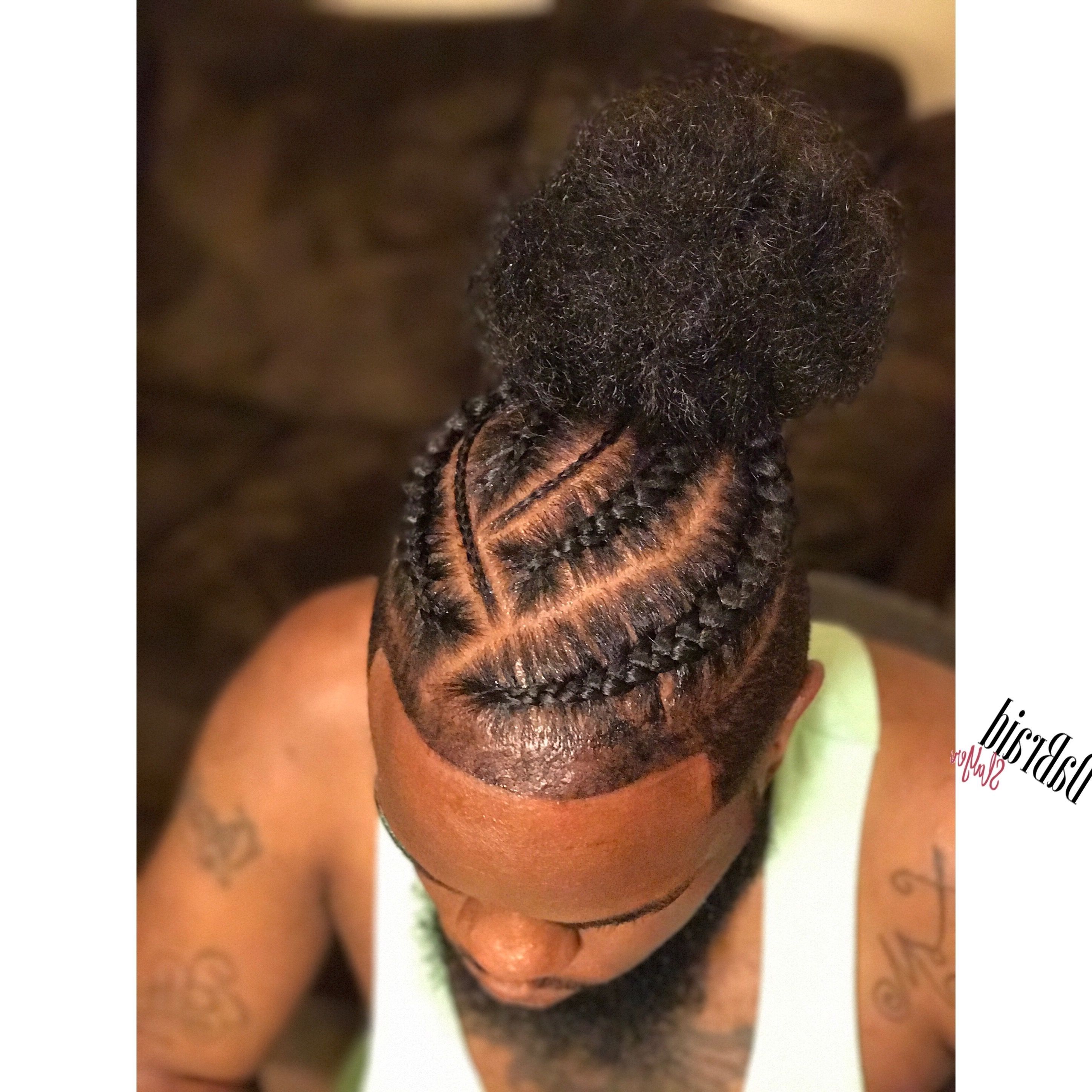 Man Bun Instagram @meliss Lane #manbun #menbun #braids #guybraids Inside Best And Newest Cornrows Hairstyles With Buns (View 10 of 15)