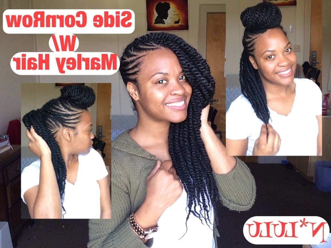 Most Popular Cornrows Hairstyles To The Side Regarding Side Cornrow With Marley Hair/protective Style – Youtube (View 4 of 15)
