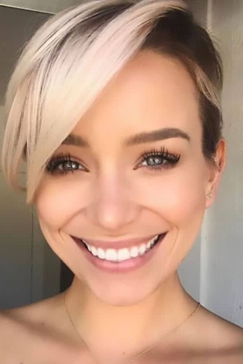 Most Recently Released Undercut Blonde Pixie With Dark Roots For 50 Pixie Haircuts You'll See Trending In  (View 8 of 15)