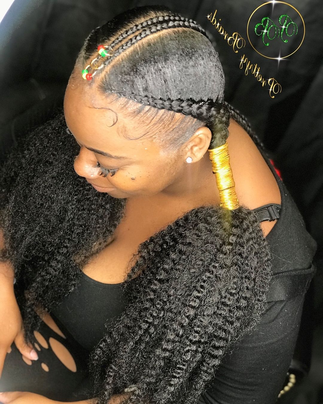Newest Geometric Tribal Fulani Pattern Braids With Curly Wisps Pertaining To Renobraider Instagram Tag – Instahu (View 9 of 15)