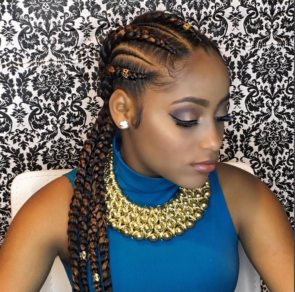 Popular Asymmetrical Goddess Braids Hairstyles Intended For 22 Next Level Goddess Braids To Inspire Your Look – Thefashionspot (View 11 of 15)