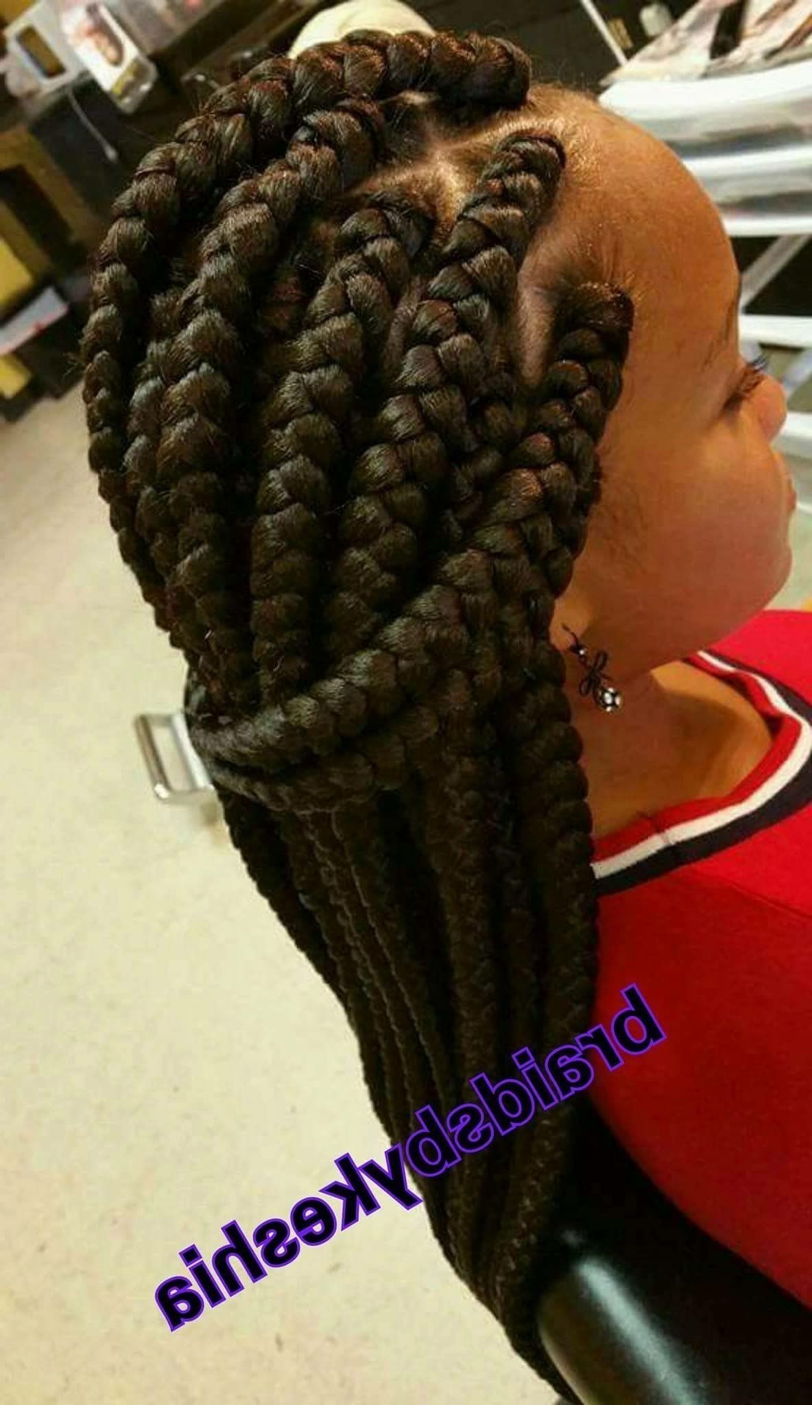 Popular Braided Hairstyle With Jumbo French Braid Within Stunningly Cute Ghana Braids Styles For  (View 11 of 15)