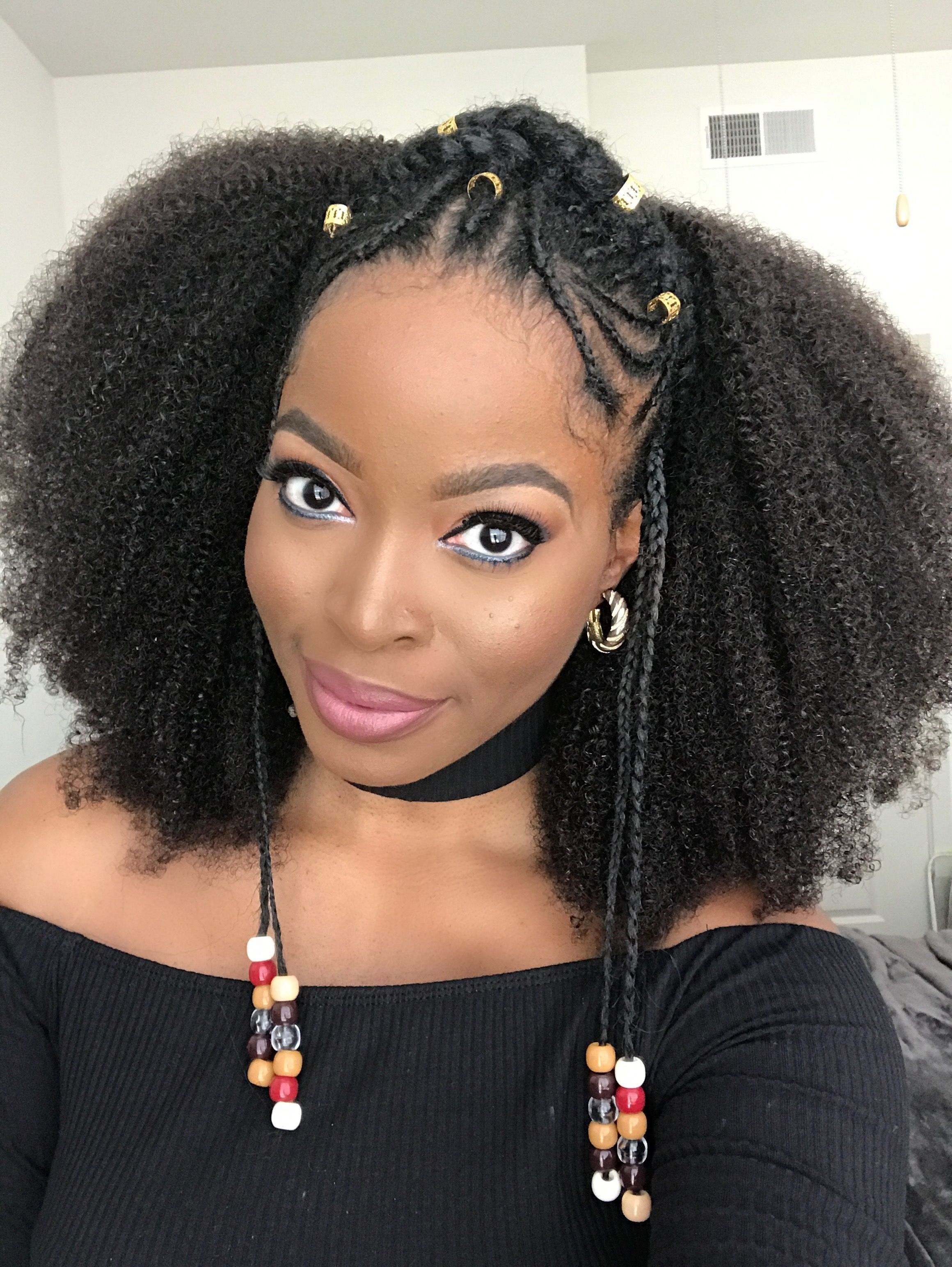 Popular Shoulder Length Loose Curls With Beaded Mini Fulani Braids With Msnaturallymary Rocking The Popular Alicia Keys/ Fulani Inspired (View 6 of 15)