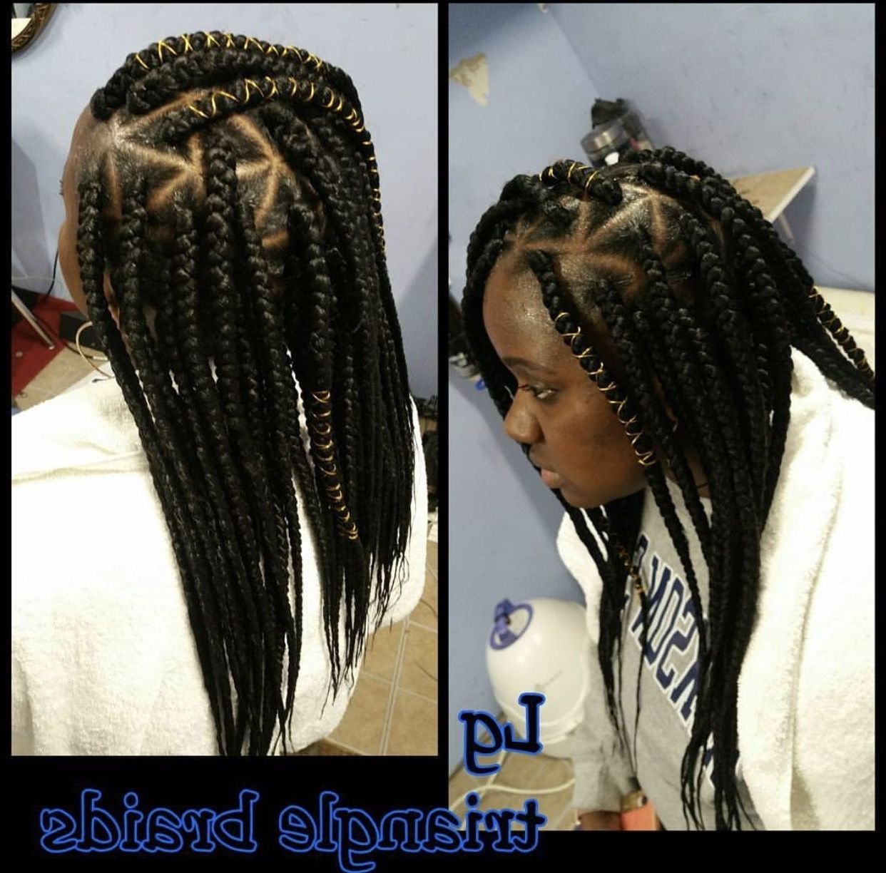 Preferred Half Updo With Long Freely Hanging Braids For Large Triangle Part Box Braids *protective Styles* (View 8 of 15)