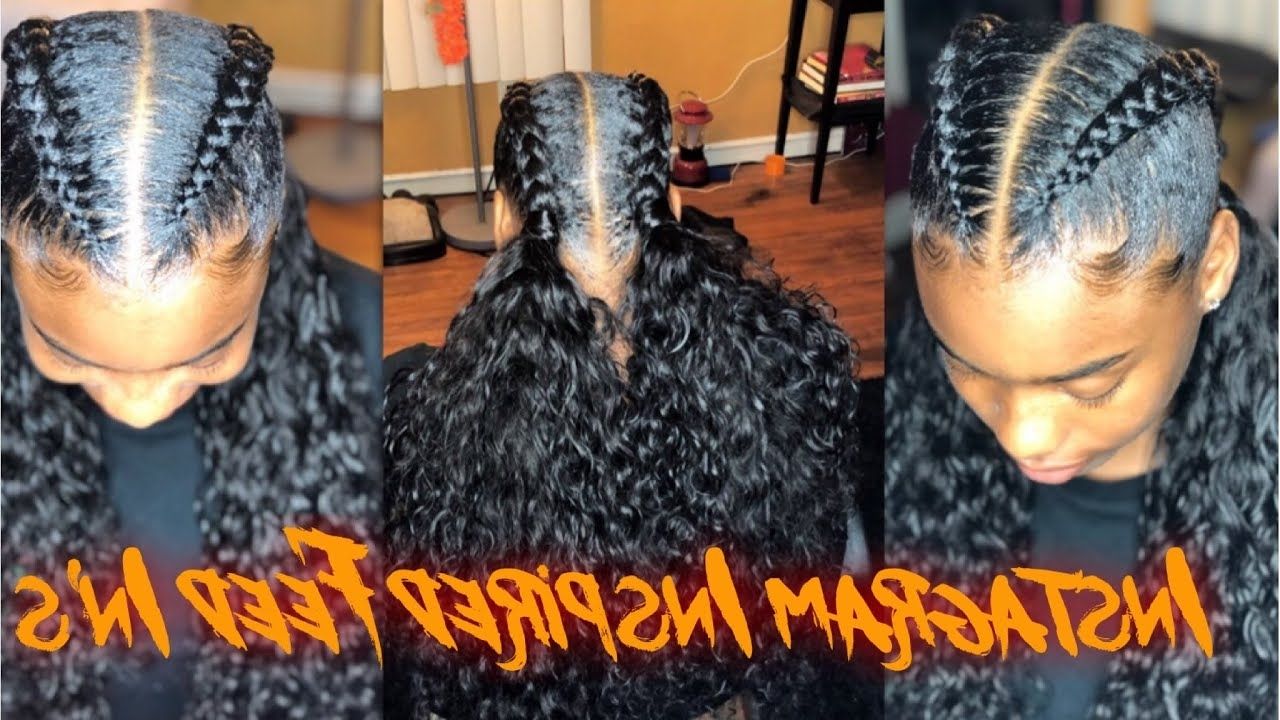 Preferred Wavy Straight Back Braids For Two Feed In Braids With Curly Ends – Youtube (View 15 of 15)