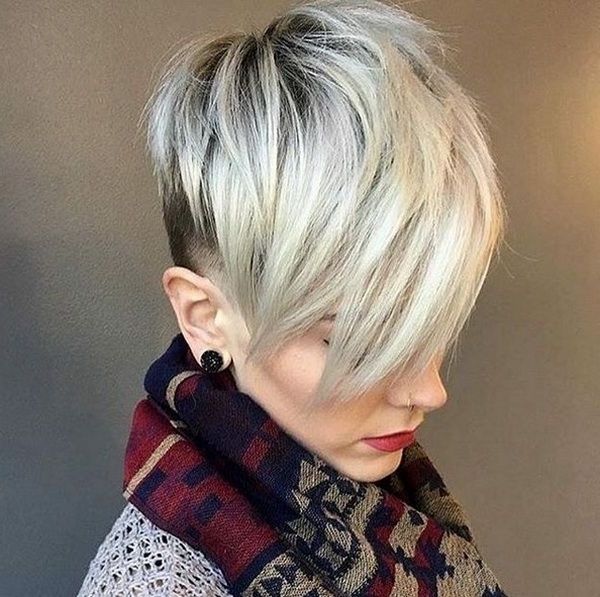 Short Haircuts 2018 2019 Gray Blonde Undercut Pixie (View 3 of 15)