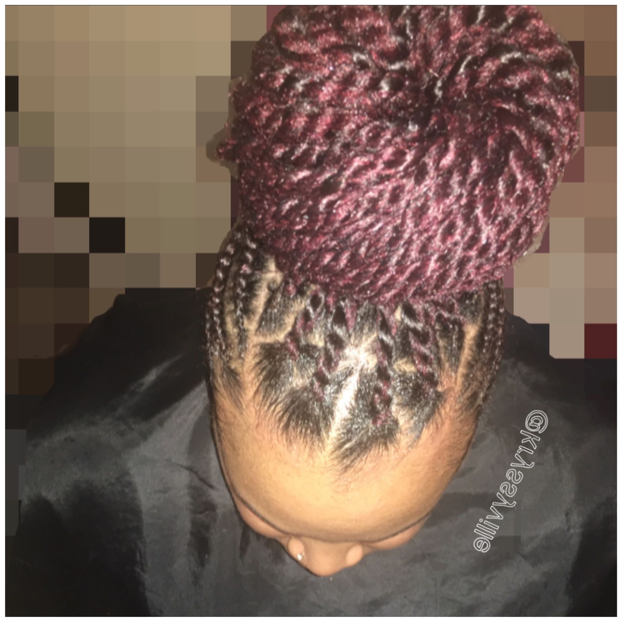 Trendy Twisted Black And Magenta Mohawk For Marley Twist Mohawk With A Bun! Cute Protective Style! Natural Hair (View 2 of 15)
