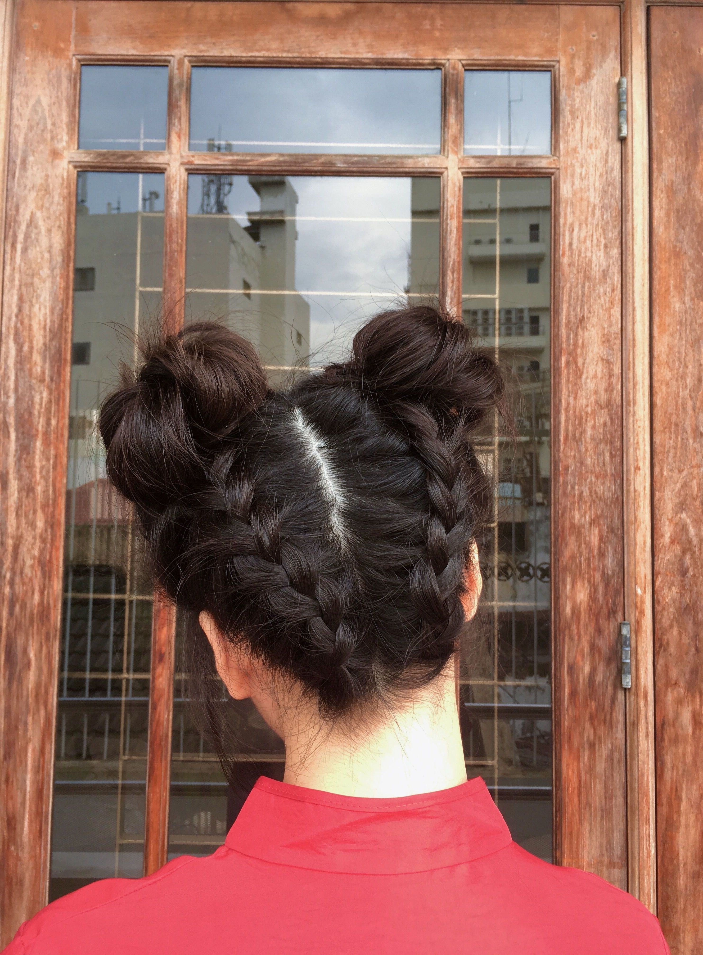 Upside Down Double Dutch Braid – Space Buns – Lunar New Year With Regard To Well Known Upside Down Braids With Double Buns (View 12 of 15)