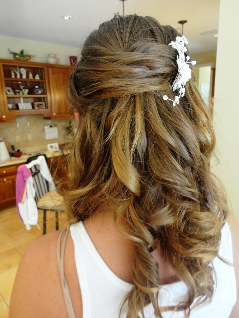 Wedding Hairstyles Half Updo Wedding Hair Half Up Half Down With In Popular Half Updo With Long Freely Hanging Braids (View 3 of 15)