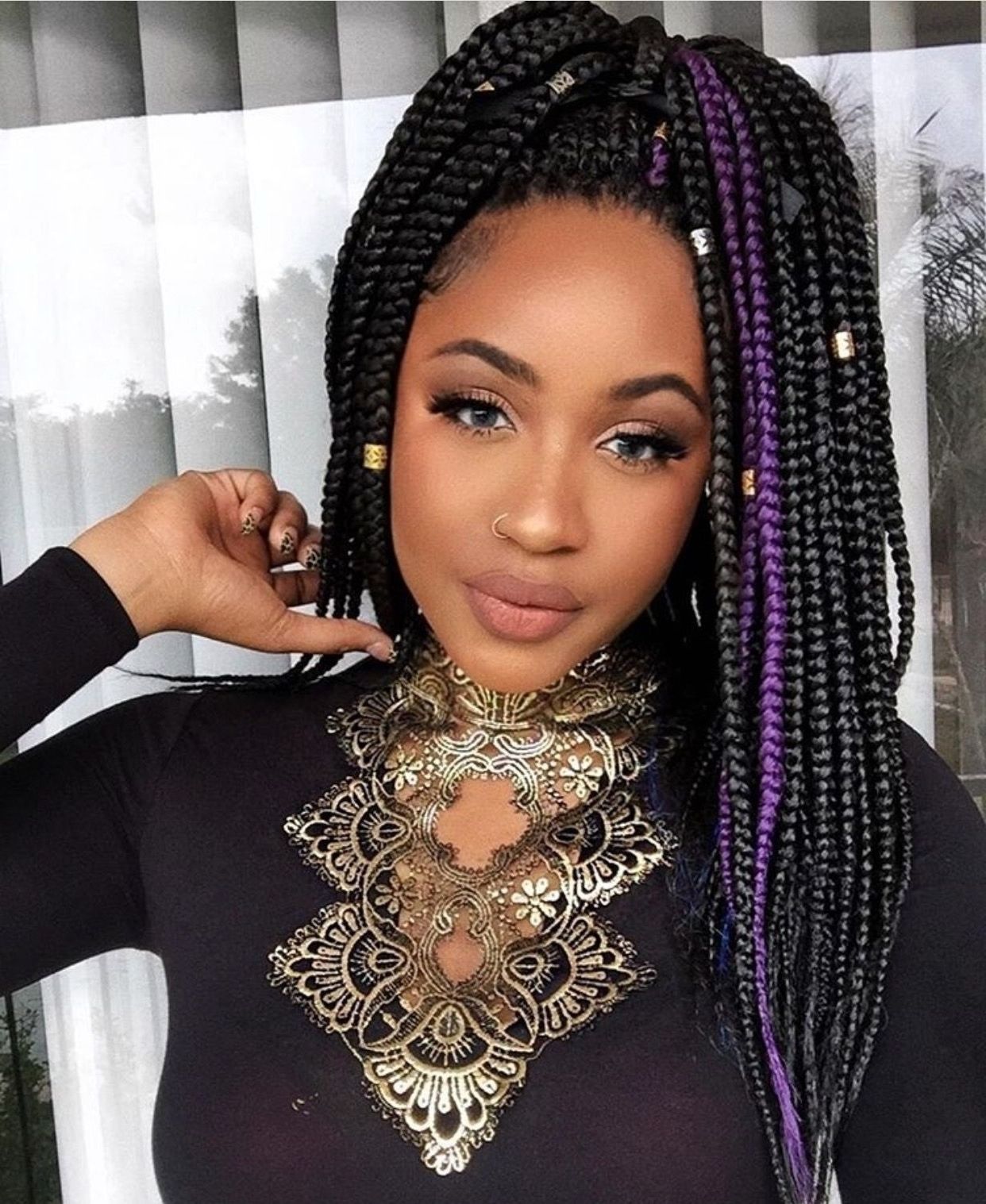 Well Known Purple Highlights In Black Braids With Regard To Purple & Black Box Braids ! Pinterest @hair,nails,and Style (View 3 of 15)