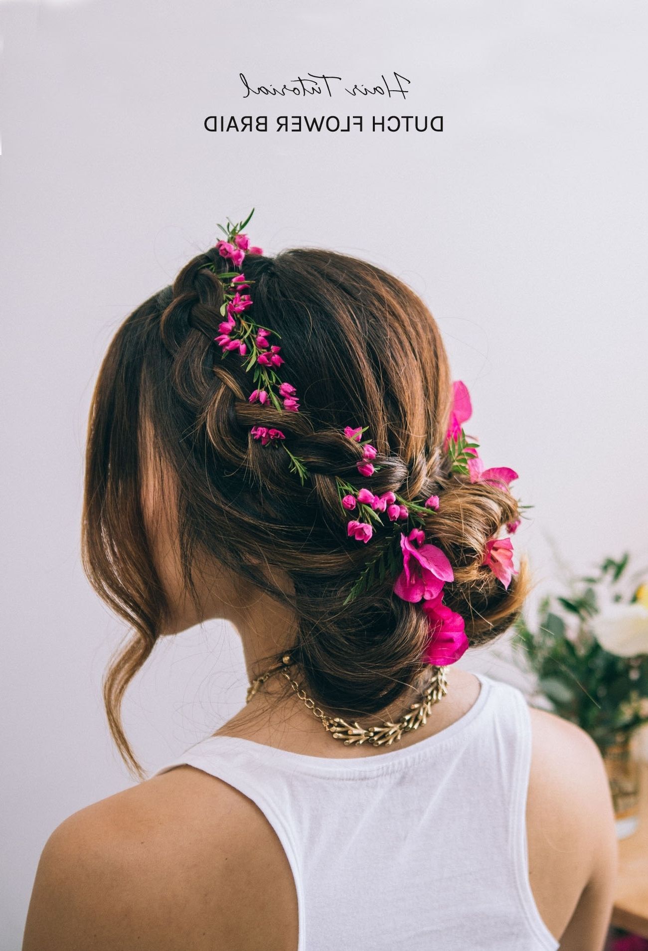 Well Liked Braids And Flowers Hairstyles In Hair Tutorial: Dutch Flower Braid – Green Wedding Shoes (View 2 of 15)