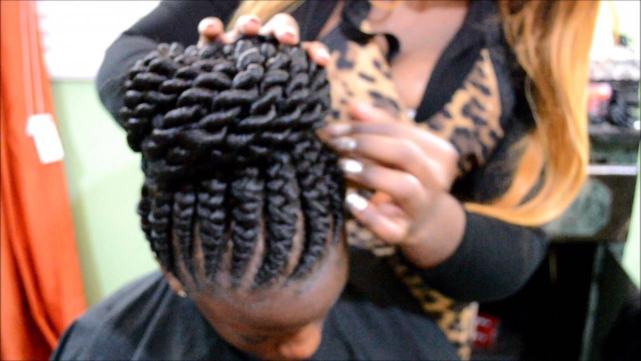 Well Liked Ghana Braids Bun Hairstyles In Ghana Braids With Twist Bunomeece Culmer – Youtube (View 1 of 15)