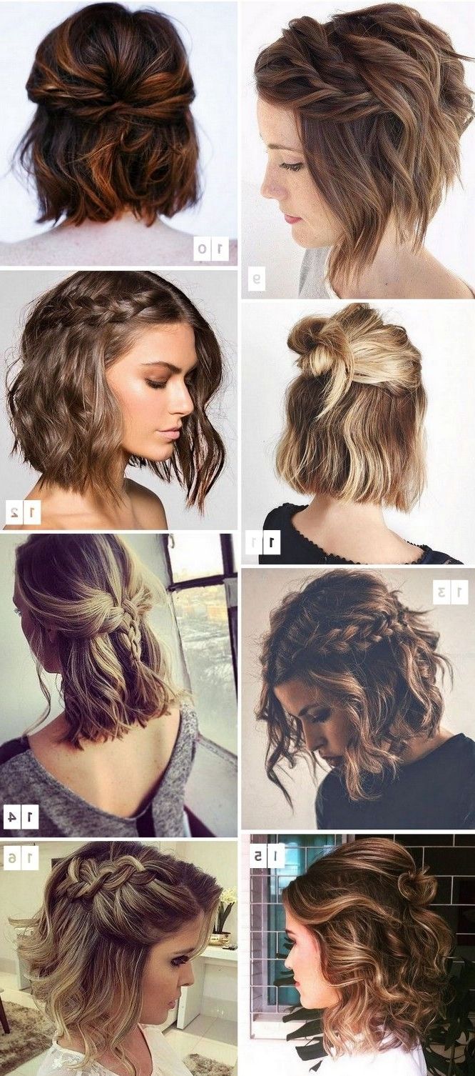 16 Penteados Para Cabelos Curtos Populares No Pinterest In 2018 With Regard To 2018 Brunette Ponytail Hairstyles With Braided Bangs (View 1 of 20)
