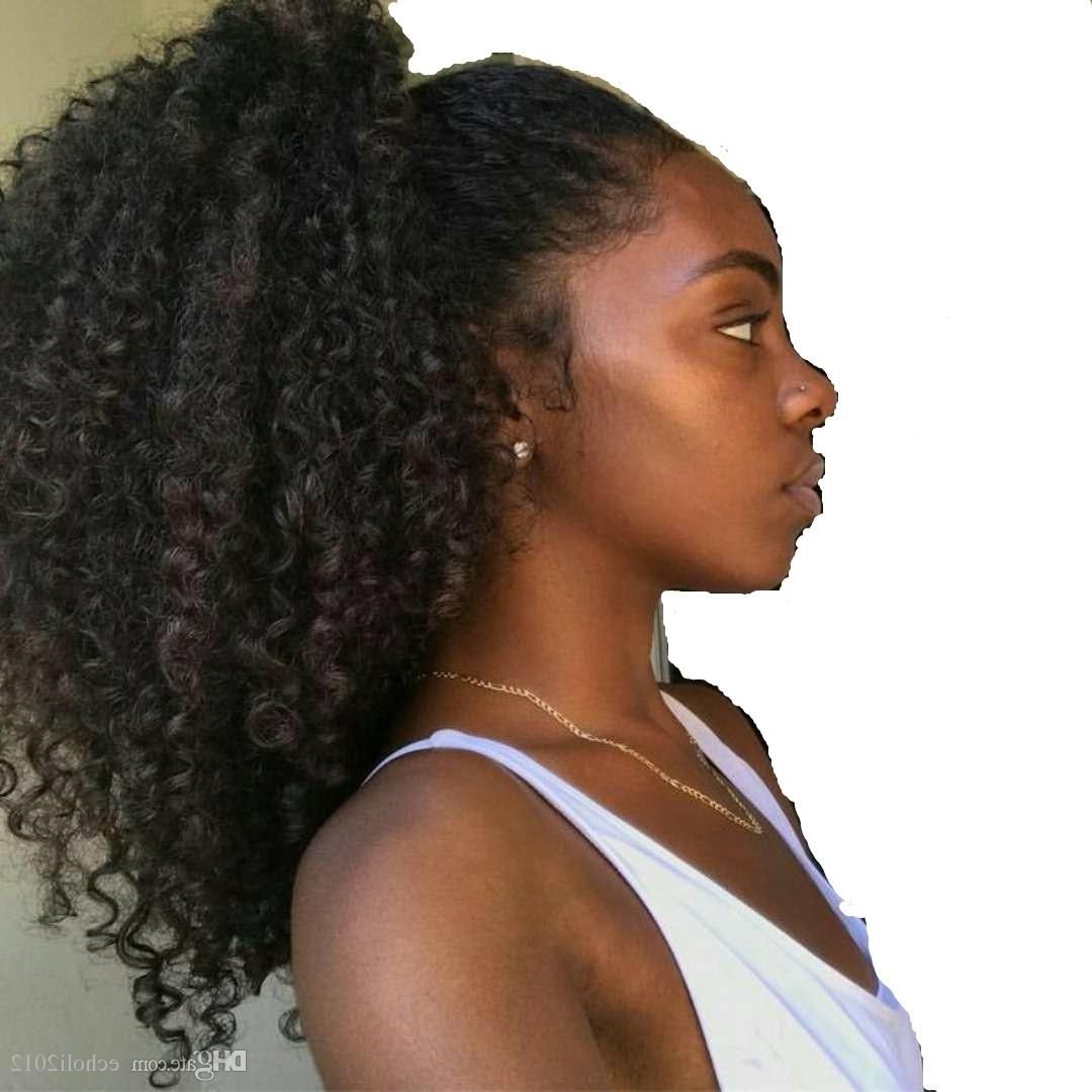 2017 Highlighted Afro Curls Ponytail Hairstyles Within Afro Kinky Curly Weave Ponytail Hairstyles Clip In Human Hair (View 2 of 20)