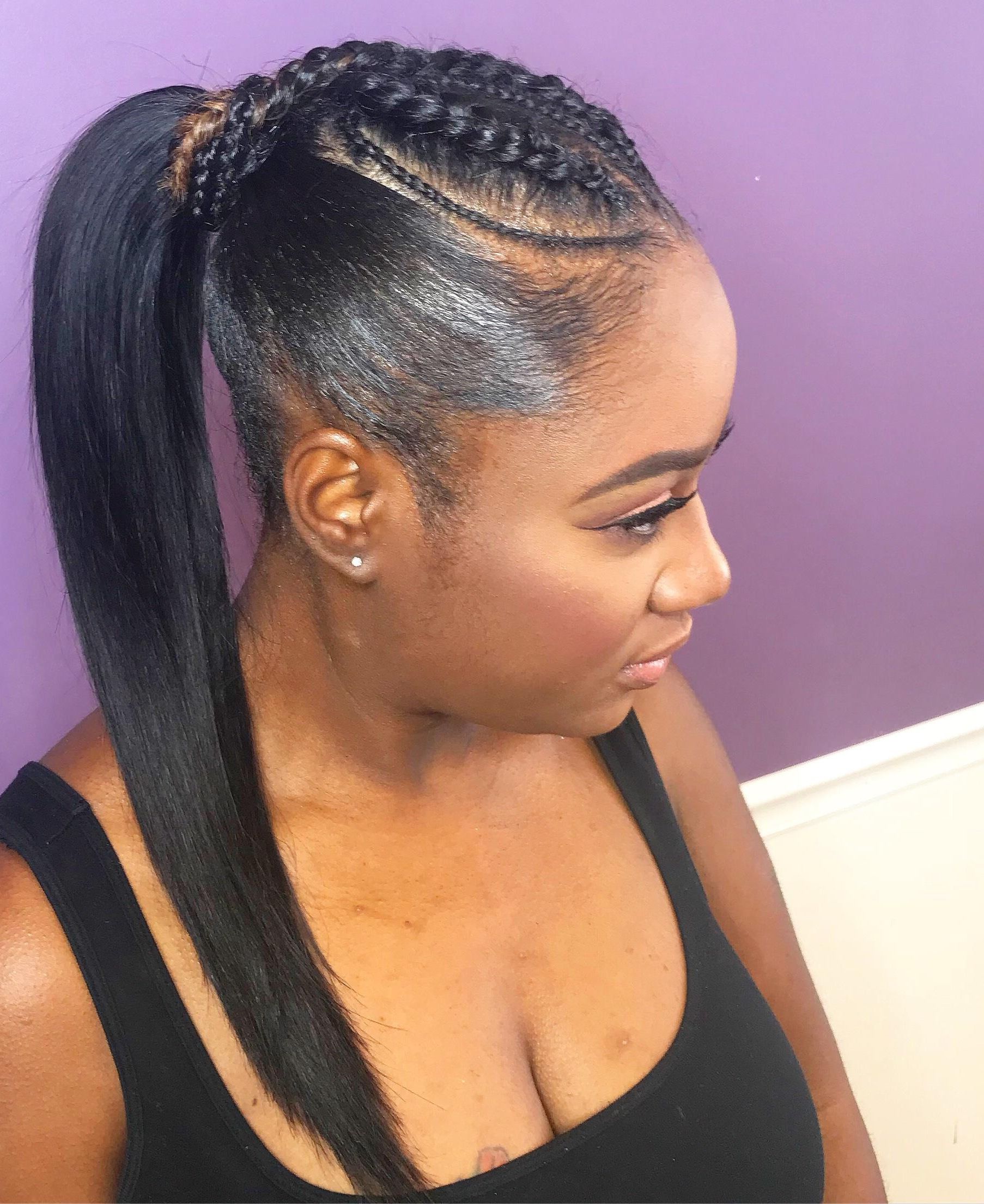2017 Pony Hairstyles With Accent Braids Regarding Invisible "extendo" Ponytail $60 Accent Braids In The Front Then (View 2 of 20)